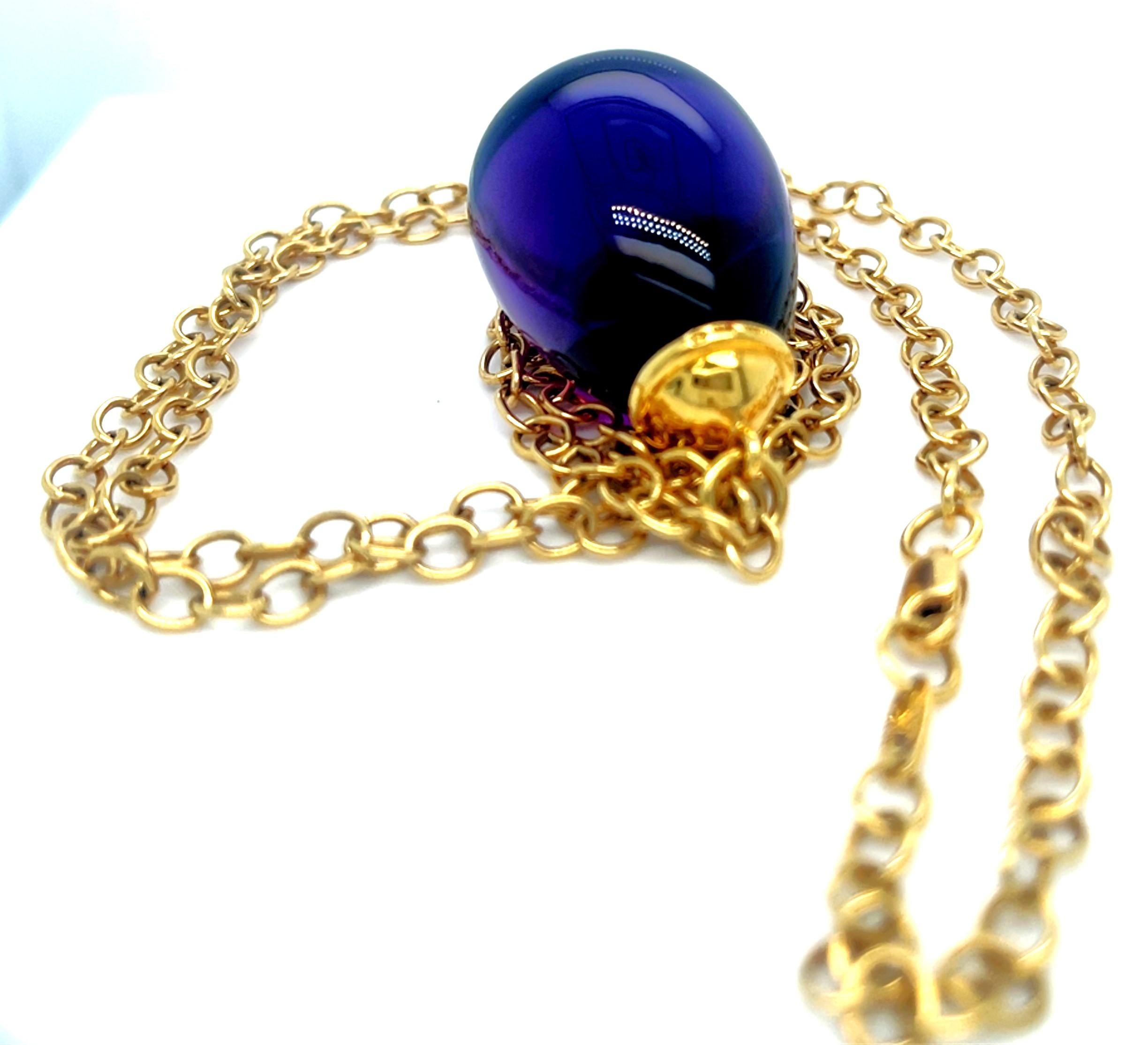 Cabochon Tiffany & Co. Paloma Picasso 18k Yellow Gold Large Amethyst Drop Pendant 30