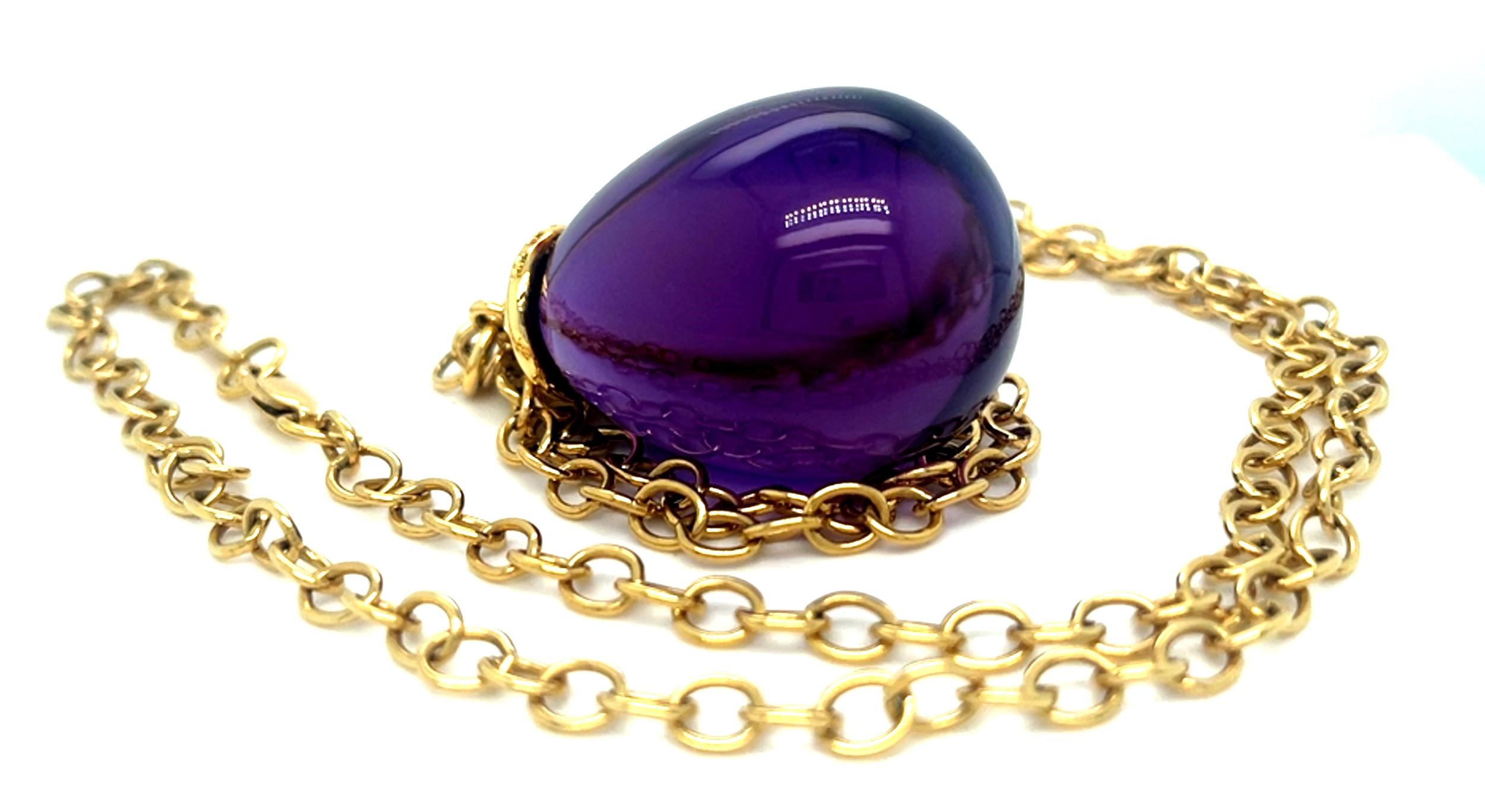 Women's or Men's Tiffany & Co. Paloma Picasso 18k Yellow Gold Large Amethyst Drop Pendant 30