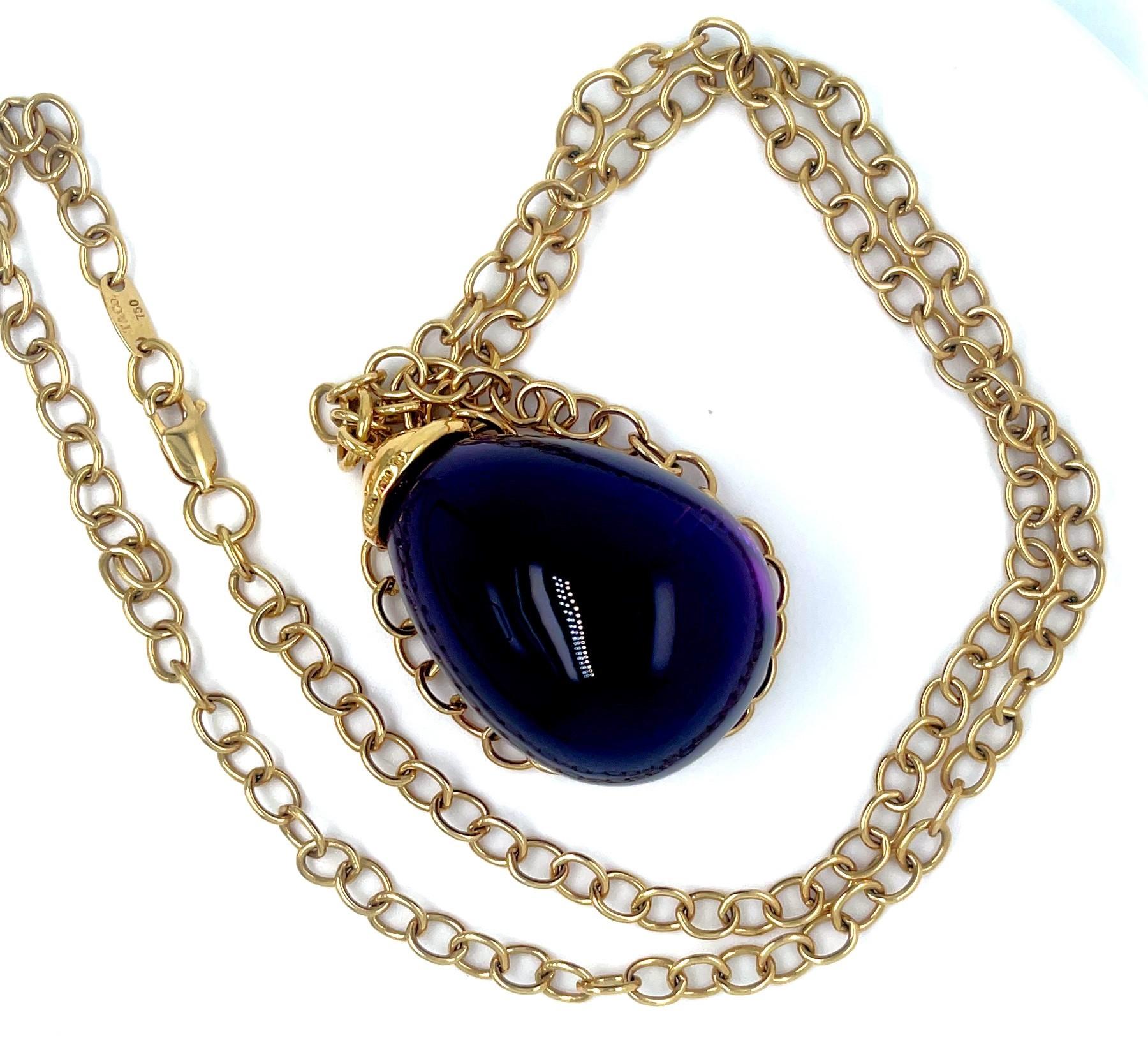 Tiffany & Co. Paloma Picasso 18k Yellow Gold Large Amethyst Drop Pendant 30