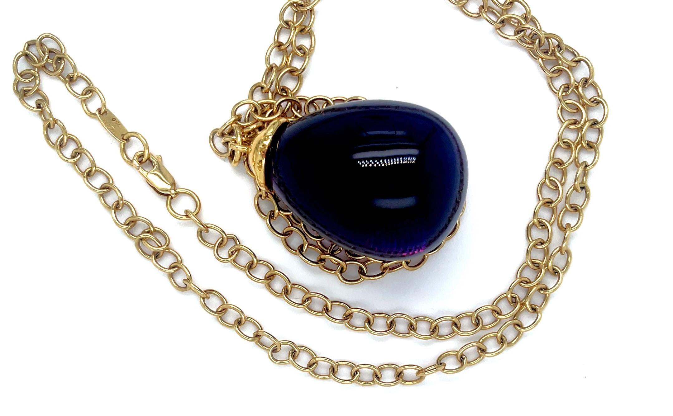 Tiffany & Co. Paloma Picasso 18k Yellow Gold Large Amethyst Drop Pendant 30