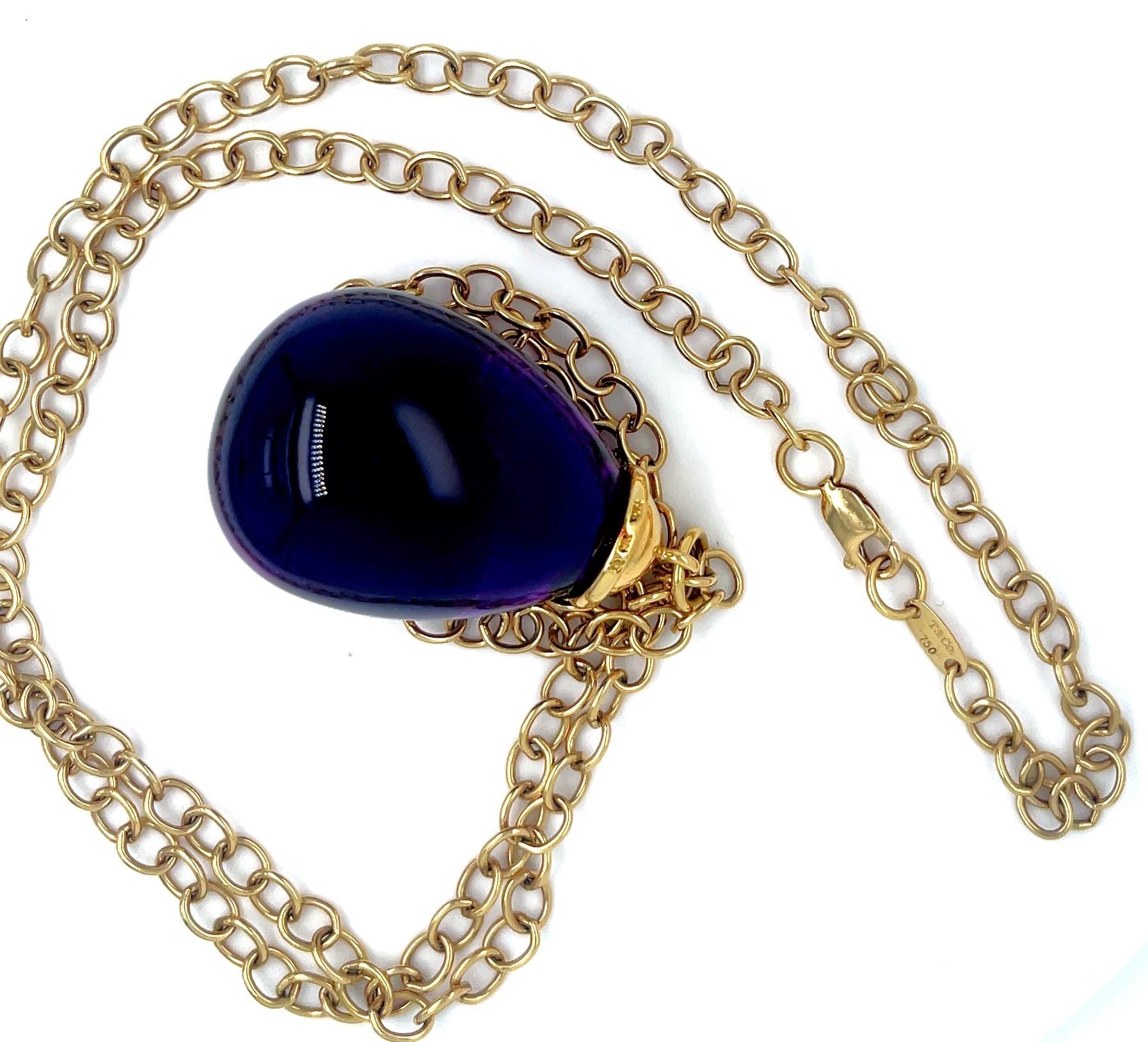 Tiffany & Co. Paloma Picasso 18k Yellow Gold Large Amethyst Drop Pendant 30