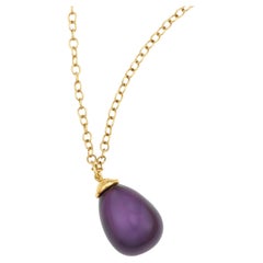 Tiffany & Co. Paloma Picasso 18k Yellow Gold Large Amethyst Drop Pendant 30"