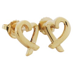Tiffany & Co. Paloma Picasso 18K Yellow Gold Loving Heart Stud Earrings