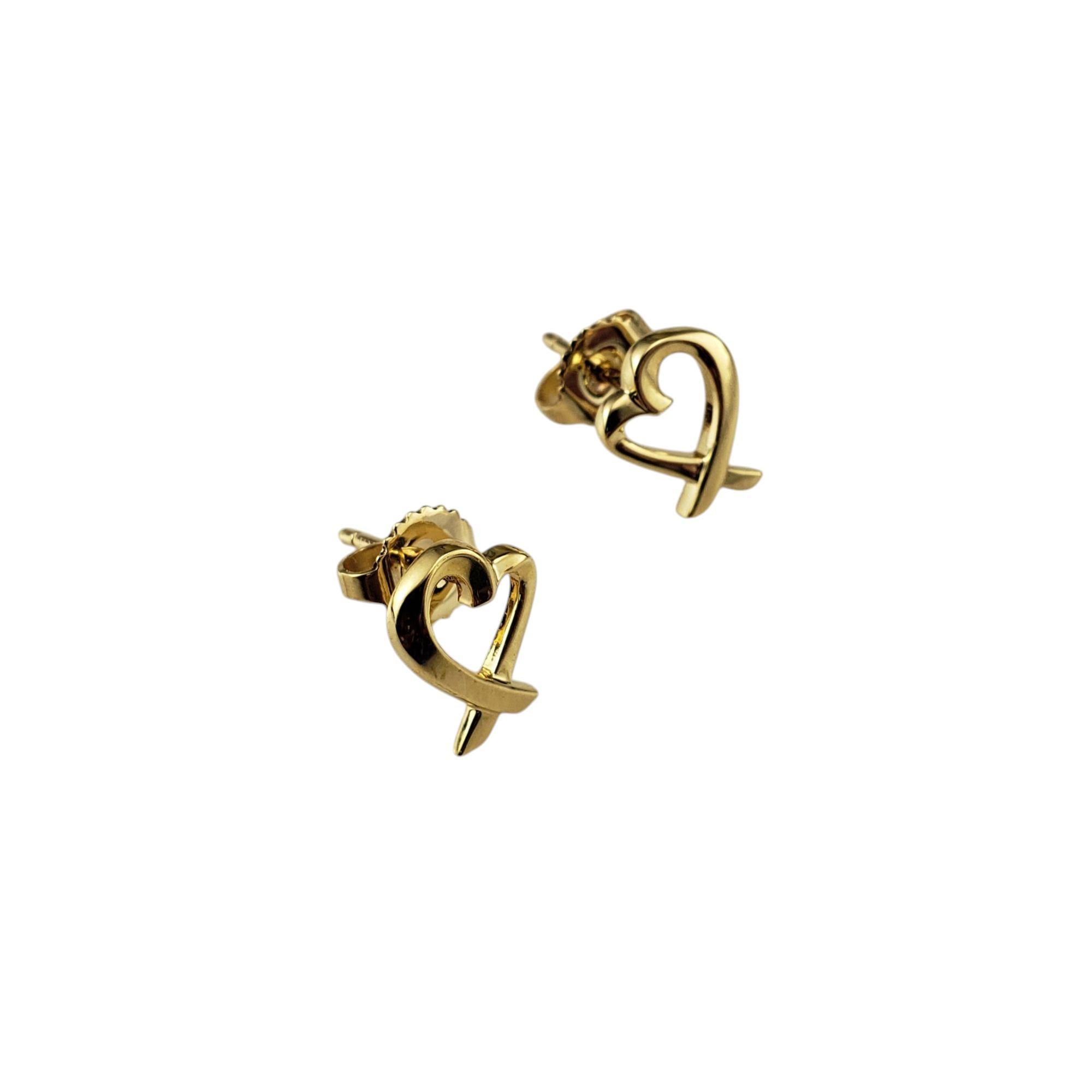 Tiffany & Co. Paloma Picasso 18K Yellow Gold Loving Hearts Stud Earrings #21192 In Good Condition For Sale In Washington Depot, CT