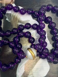 Tiffany & Co Paloma Picasso 18K Yellow Gold Mabe Pearl Amethyst Long Necklace