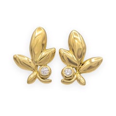 Tiffany & Co. Pendientes Paloma Picasso de oro amarillo de 18 quilates con diamantes en forma de hoja de olivo