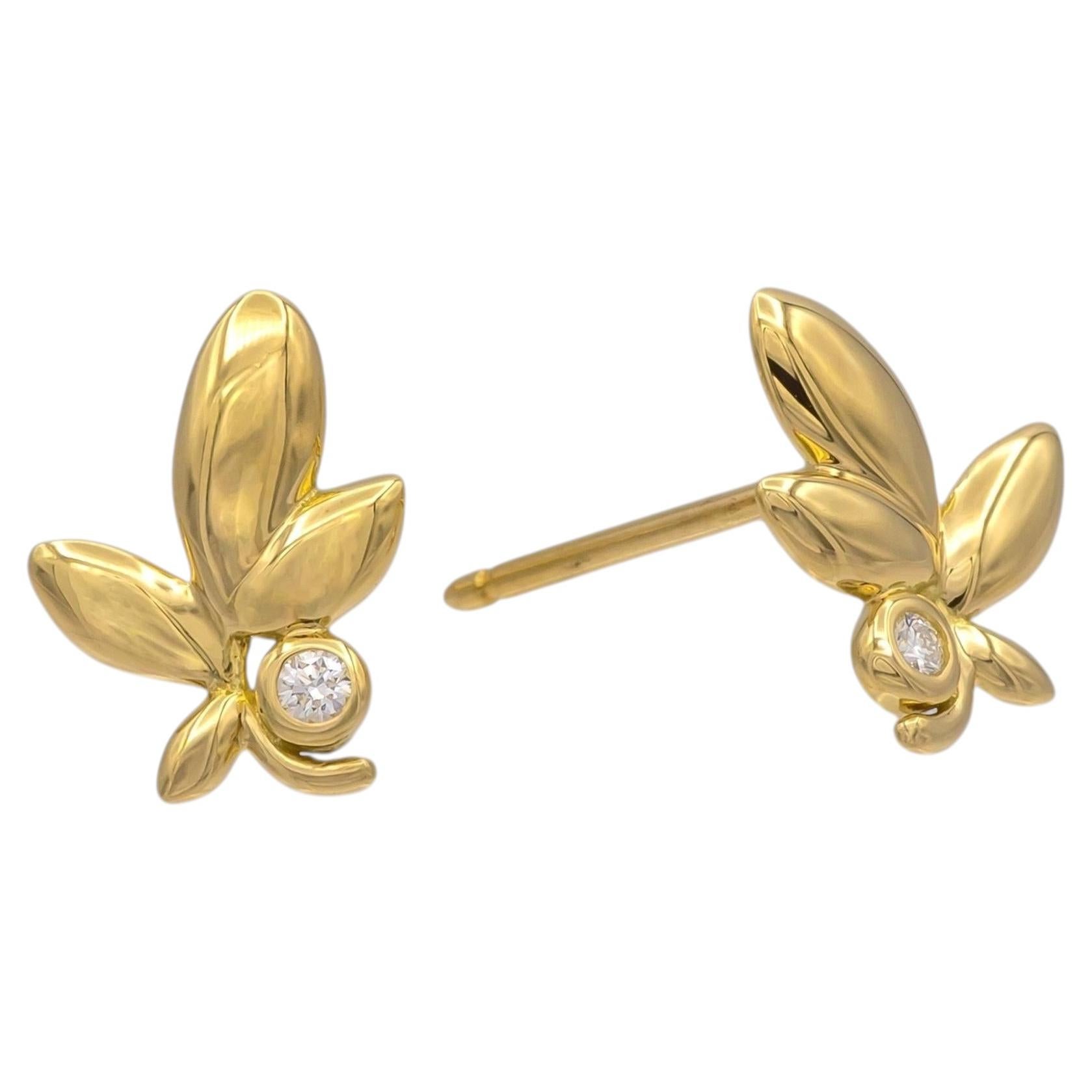 Tiffany & Co. Paloma Picasso 18K Gelbgold Olivenblatt Diamant Ohrstecker