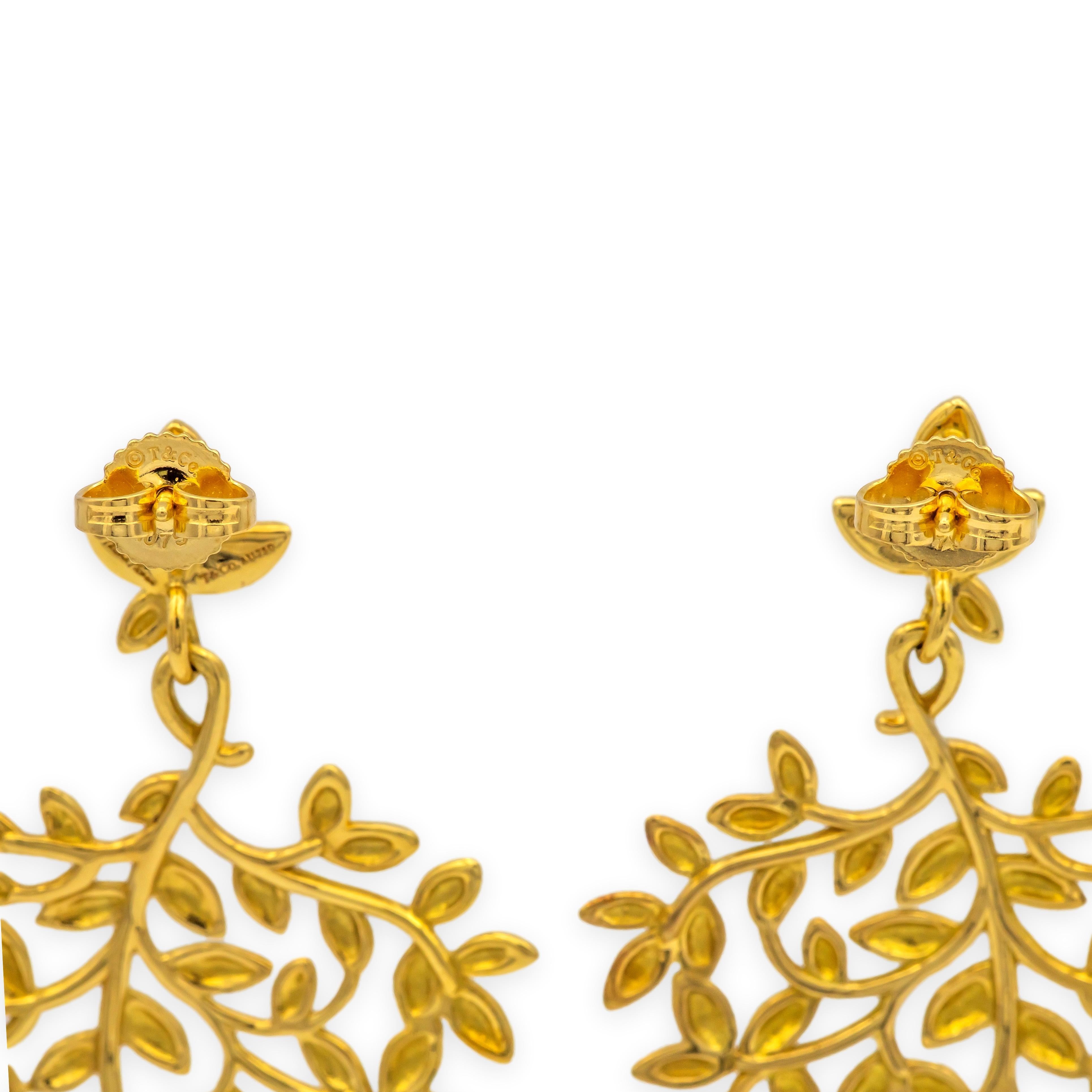 Tiffany & Co. Boucles d'oreilles grandes feuilles d'olivier en or jaune 18K de Paloma Picasso Pour femmes en vente