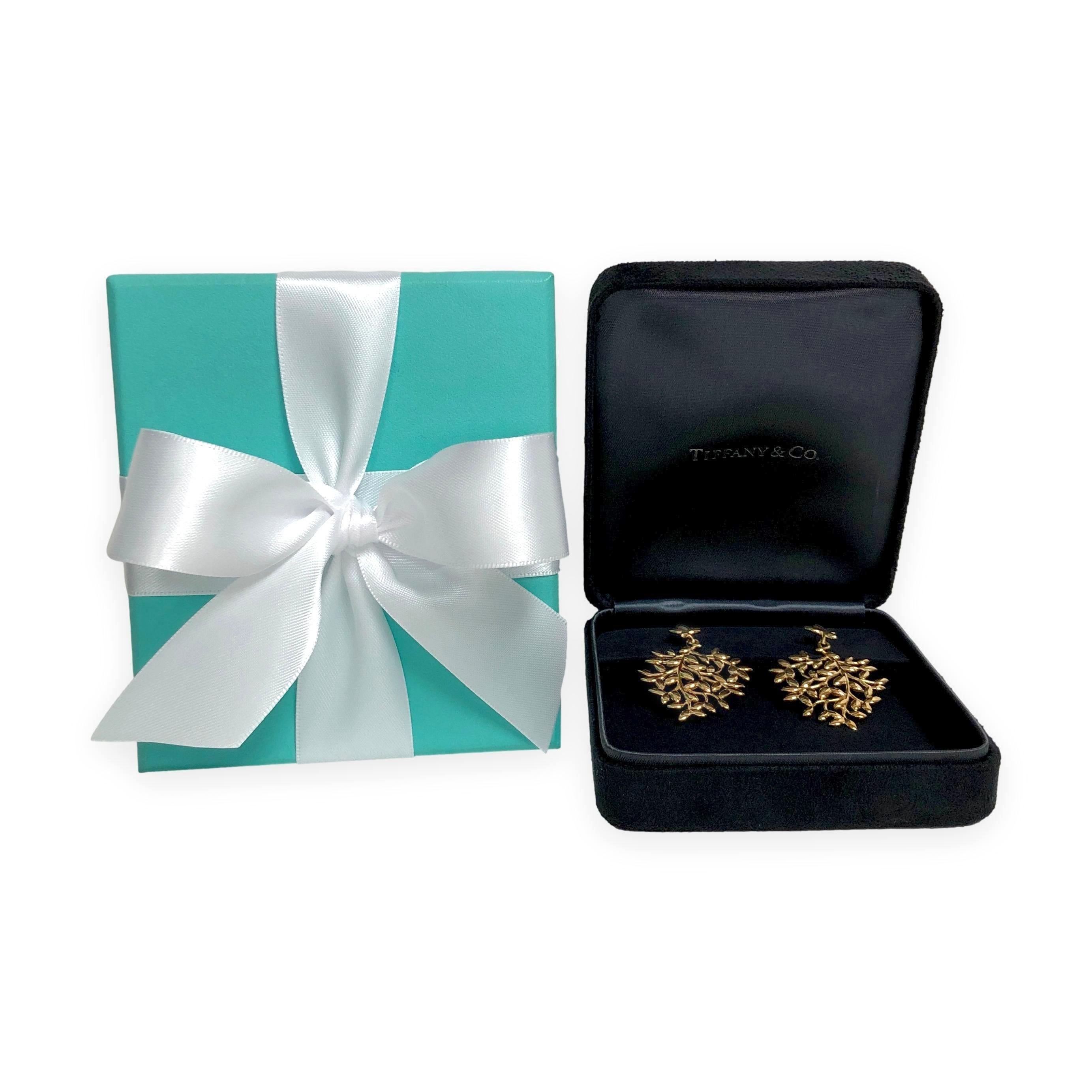 Tiffany & Co. Boucles d'oreilles grandes feuilles d'olivier en or jaune 18K de Paloma Picasso en vente 2
