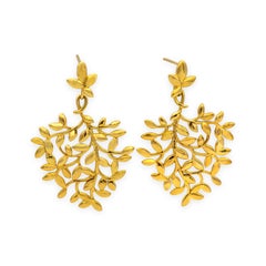 Tiffany & Co. Boucles d'oreilles grandes feuilles d'olivier en or jaune 18K de Paloma Picasso