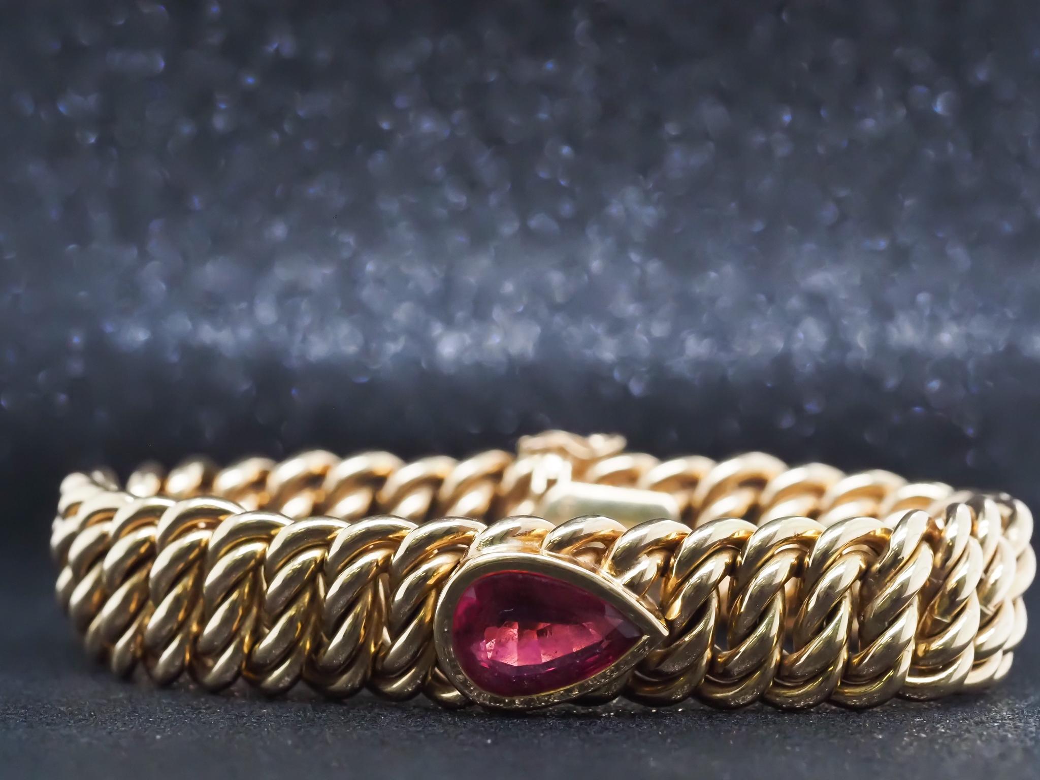 Tiffany & Co Paloma Picasso Bracelet épais en or jaune 18 carats avec tourmaline en forme de poire en vente 5