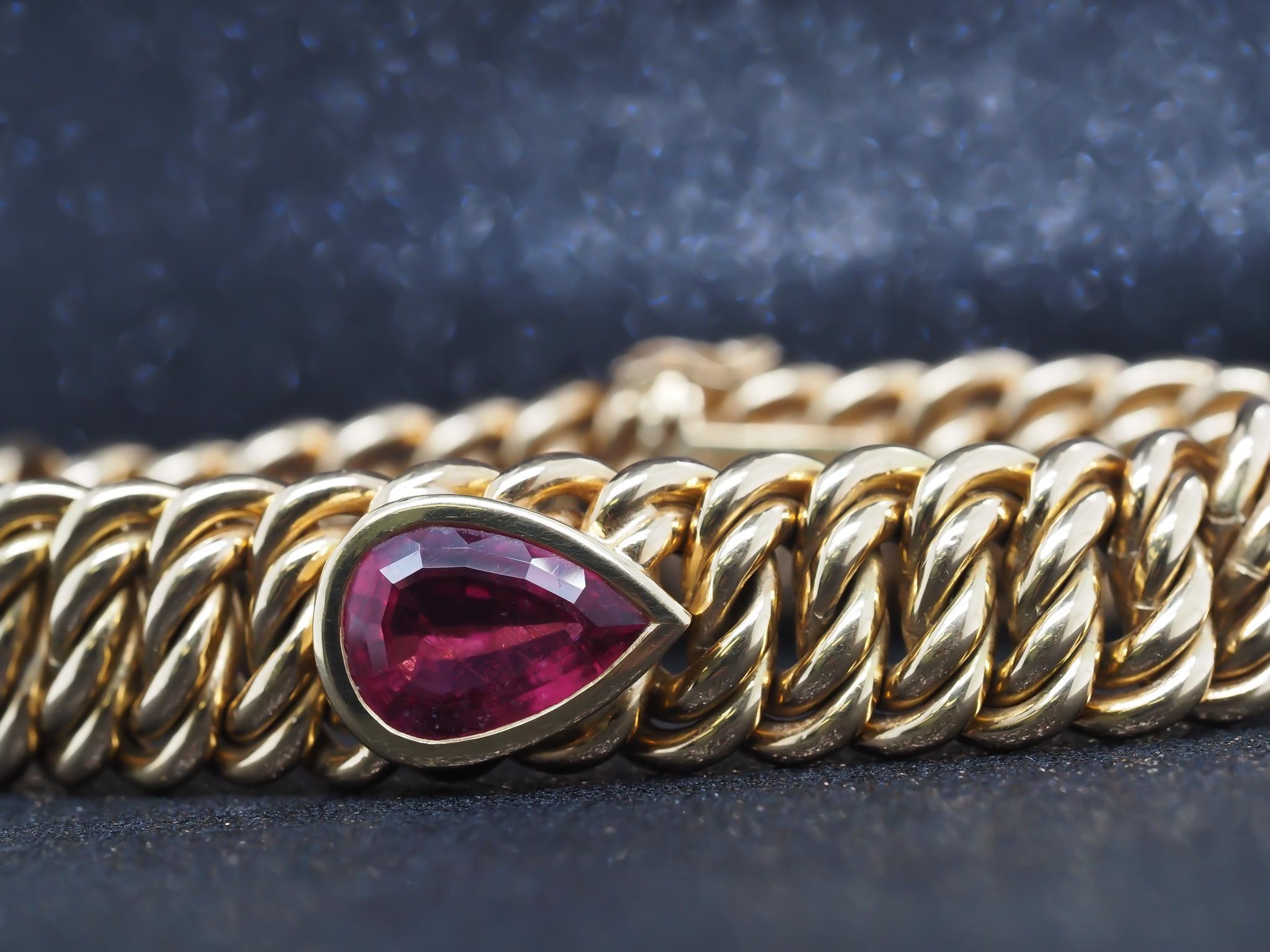 Tiffany & Co Paloma Picasso Bracelet épais en or jaune 18 carats avec tourmaline en forme de poire en vente 8