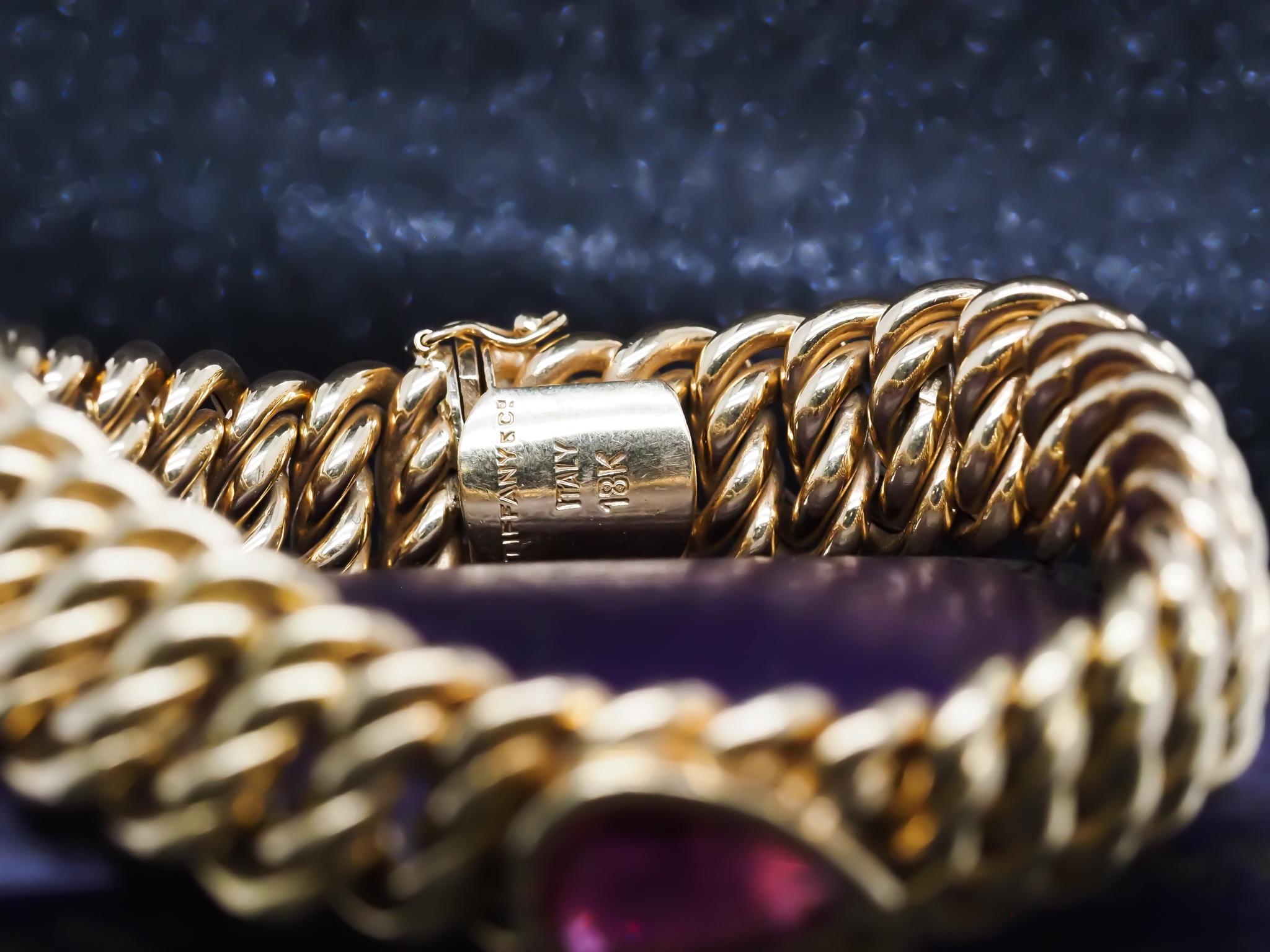 Taille poire Tiffany & Co Paloma Picasso Bracelet épais en or jaune 18 carats avec tourmaline en forme de poire en vente