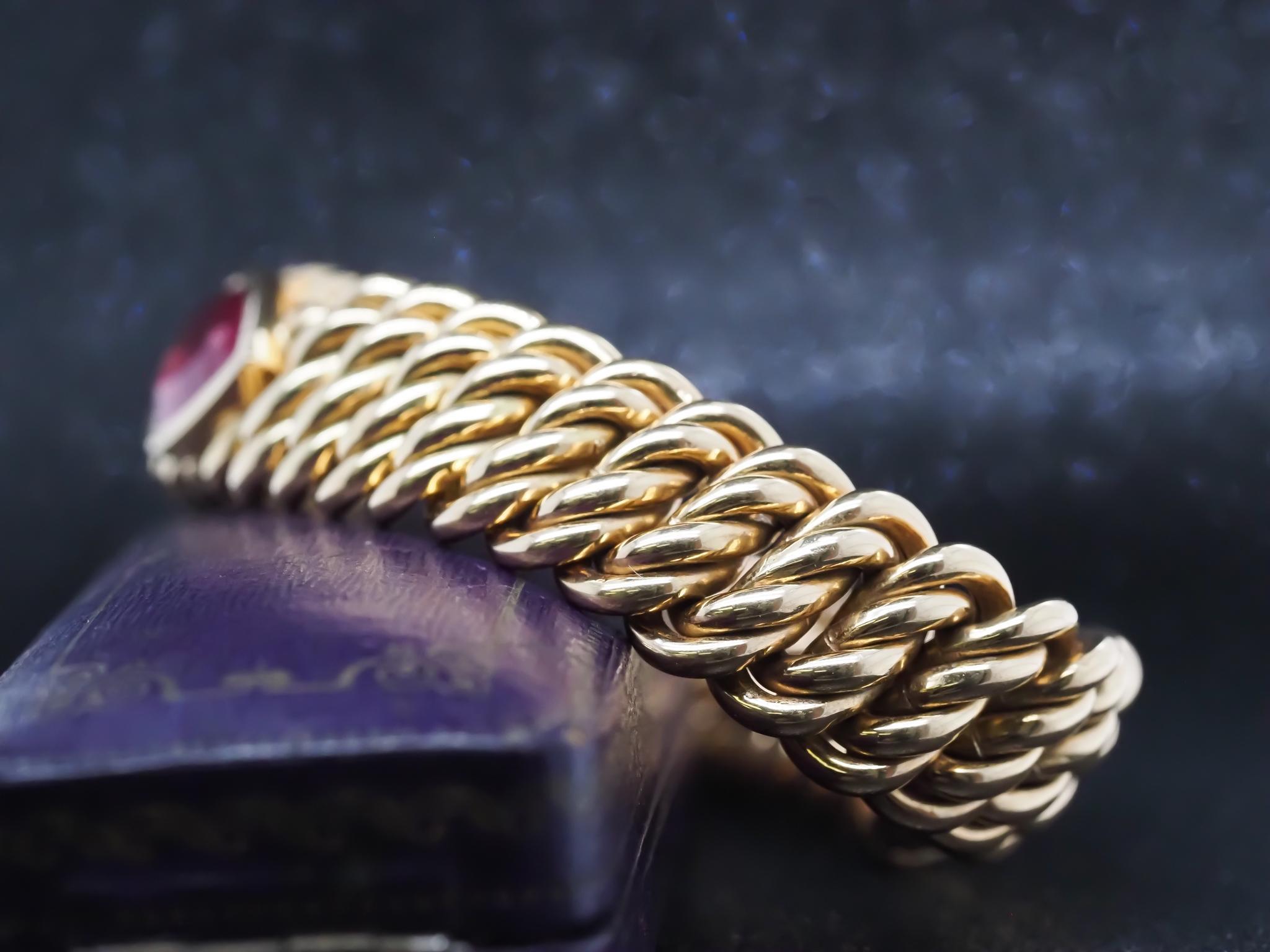 Tiffany & Co Paloma Picasso Bracelet épais en or jaune 18 carats avec tourmaline en forme de poire en vente 2
