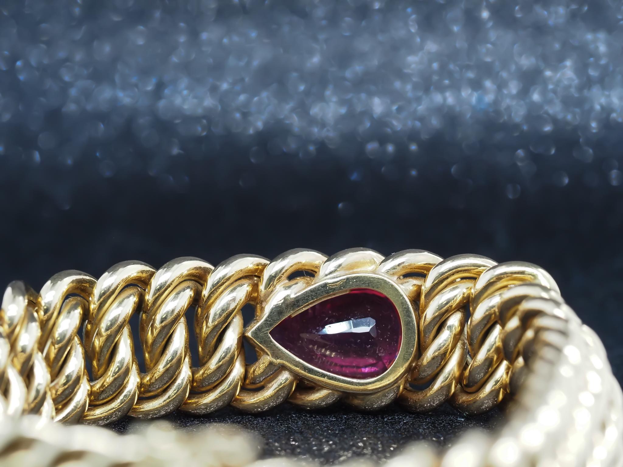 Tiffany & Co Paloma Picasso Bracelet épais en or jaune 18 carats avec tourmaline en forme de poire en vente 4