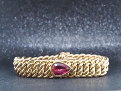 Tiffany & Co Paloma Picasso 18K Yellow Gold Pear Shape Tourmaline Thick Bracelet