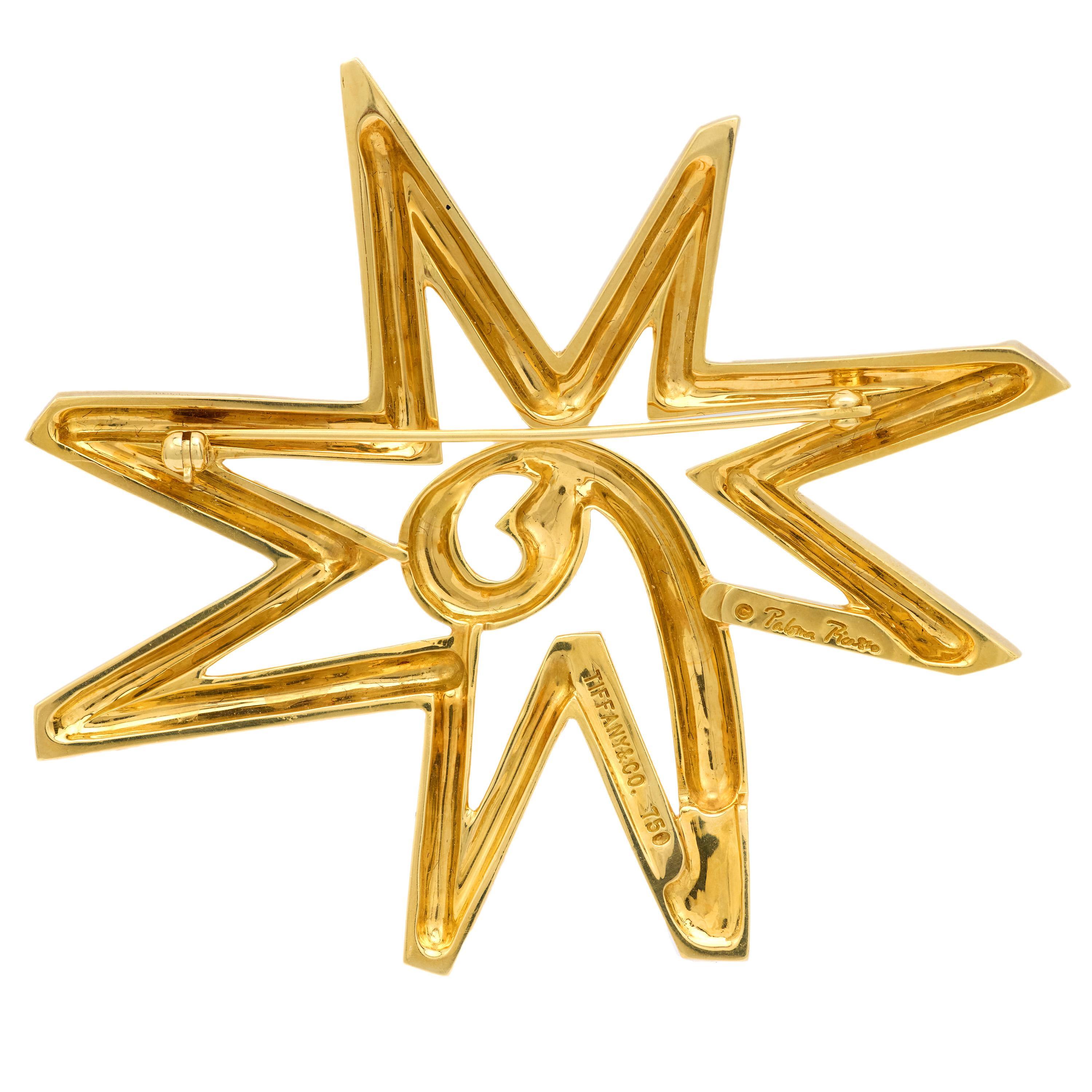 Women's Tiffany & Co. Paloma Picasso 18k yellow gold star brooch For Sale