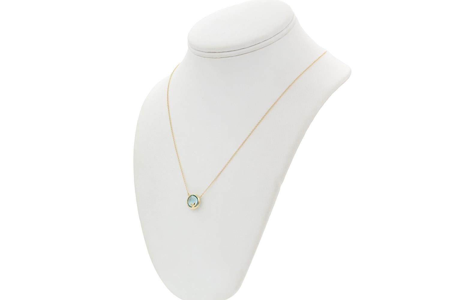 Tiffany & Co. Paloma Picasso 18k Yellow Gold & Topaz Olive Leaf Pendant Necklace 2