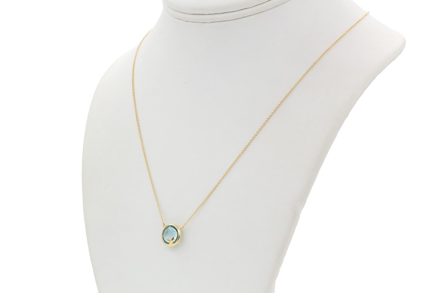Tiffany & Co. Paloma Picasso 18k Yellow Gold & Topaz Olive Leaf Pendant Necklace 3