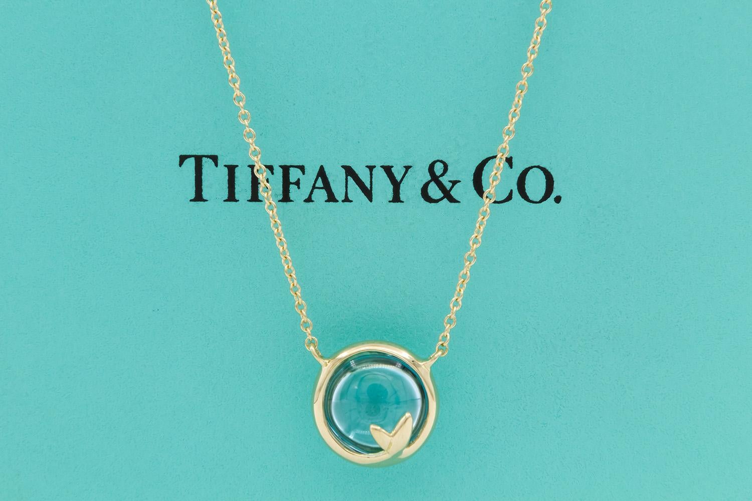 Tiffany & Co. Paloma Picasso 18k Yellow Gold & Topaz Olive Leaf Pendant Necklace 6