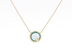 Tiffany & Co. Paloma Picasso 18k Yellow Gold & Topaz Olive Leaf Pendant Necklace