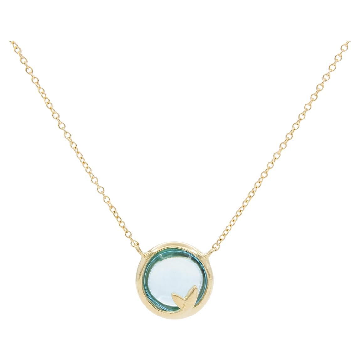 Tiffany & Co. Paloma Picasso 18k Yellow Gold & Topaz Olive Leaf Pendant Necklace
