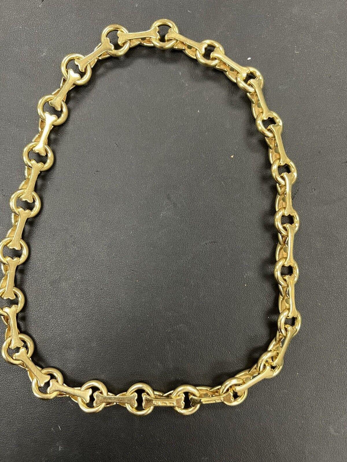 TIFFANY & CO. PALOMA PICASSO 18k Yellow Gold XO Link Necklace 1990s 3
