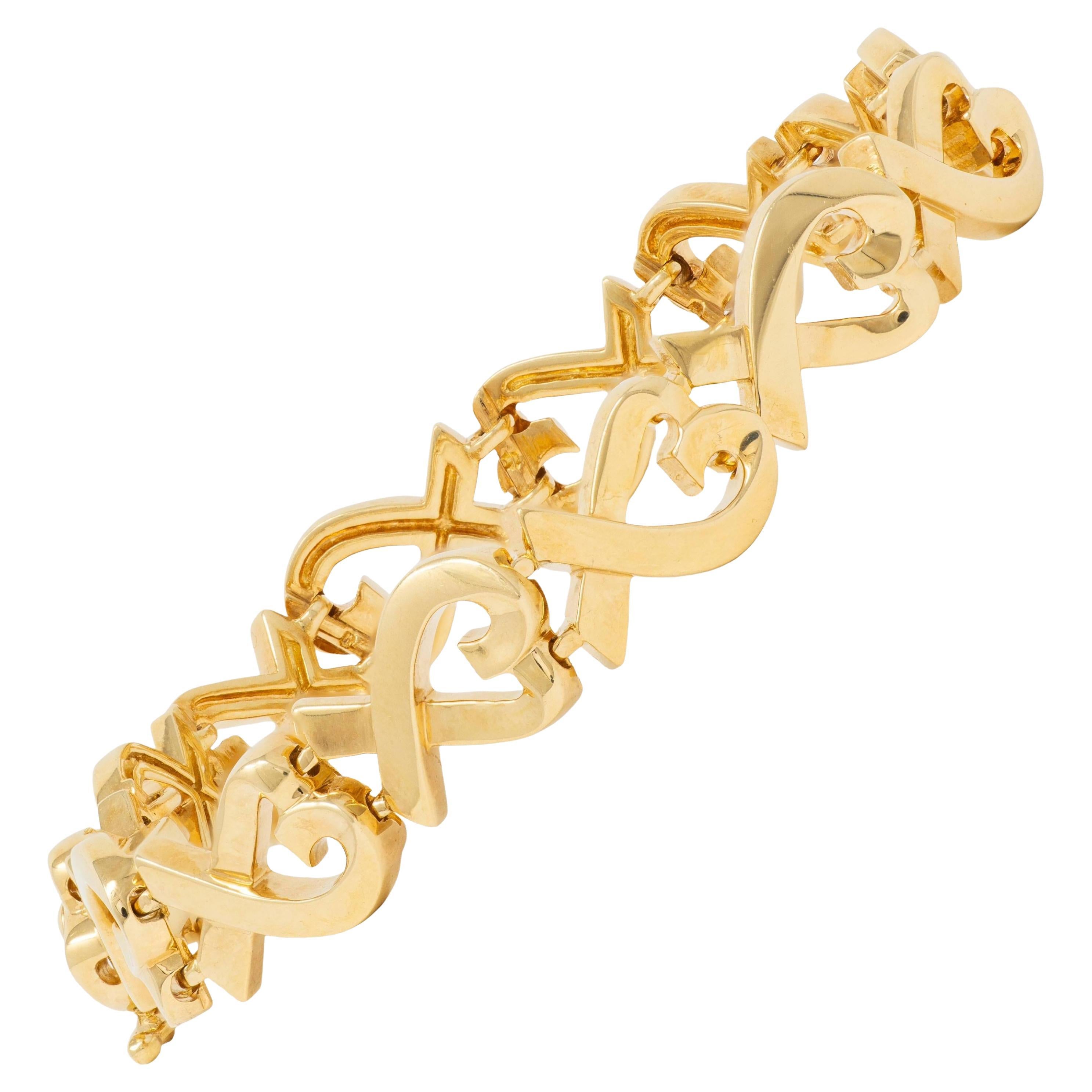 Tiffany 
Co. Paloma Picasso 1980
s Gold 18K Vintage Loving Hearts Bracelet
