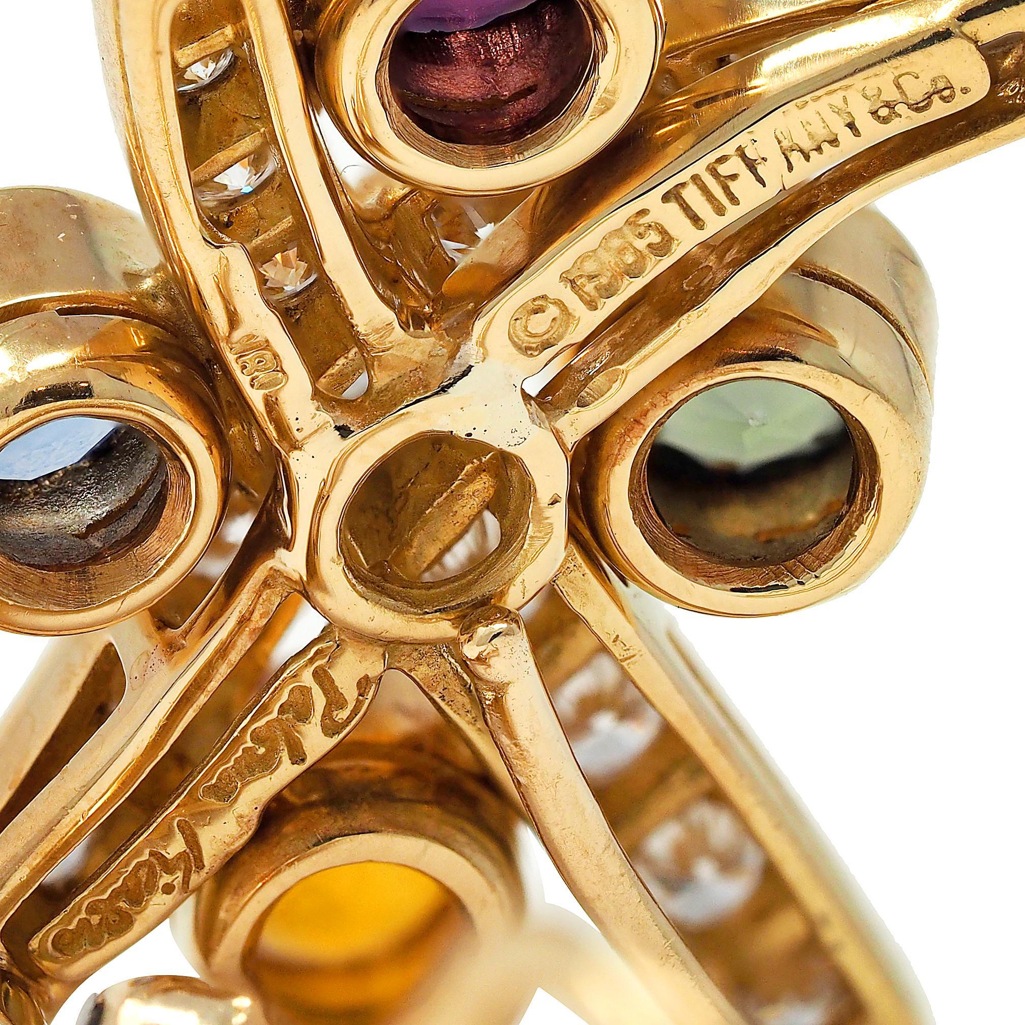 Tiffany & Co Paloma Picasso 1985 Multi-Gem 18K Gold Convertible Vintage Earrings For Sale 2