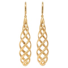 Tiffany & Co. Paloma Picasso 1990's 18 Karat Yellow Gold Spiral Drop Earrings