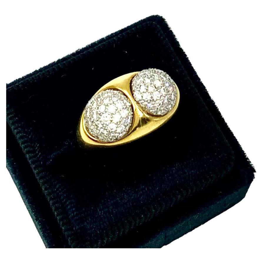 Tiffany 
Co. Paloma Picasso 2.2 TCW Diamond 18K Yellow Gold Platinum Ring, 1980 en vente