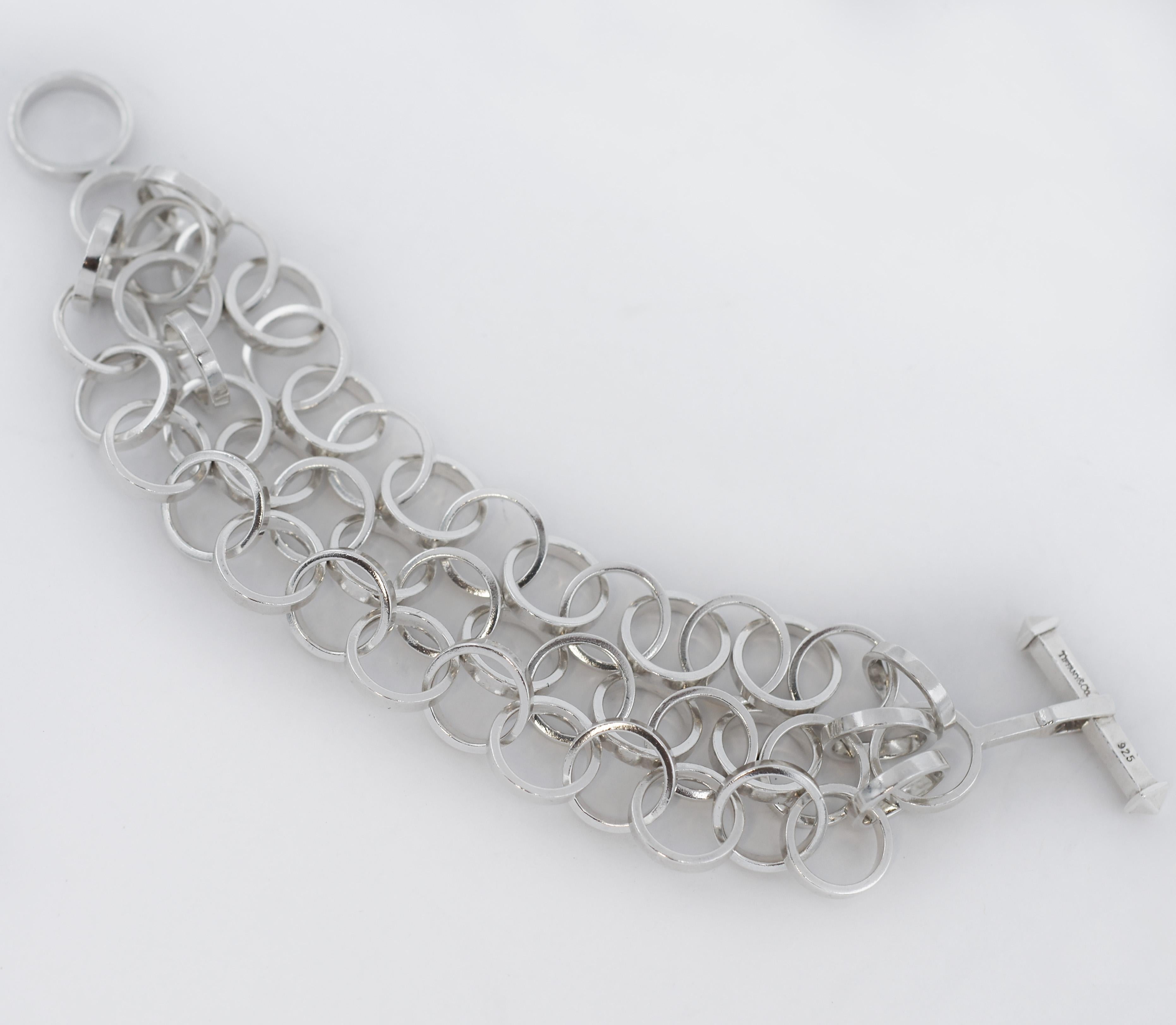 Tiffany & Co. Paloma Picasso Bracelet à chaînes multi-chaînes avec cercles 925 Bon état - En vente à San Fernando, CA