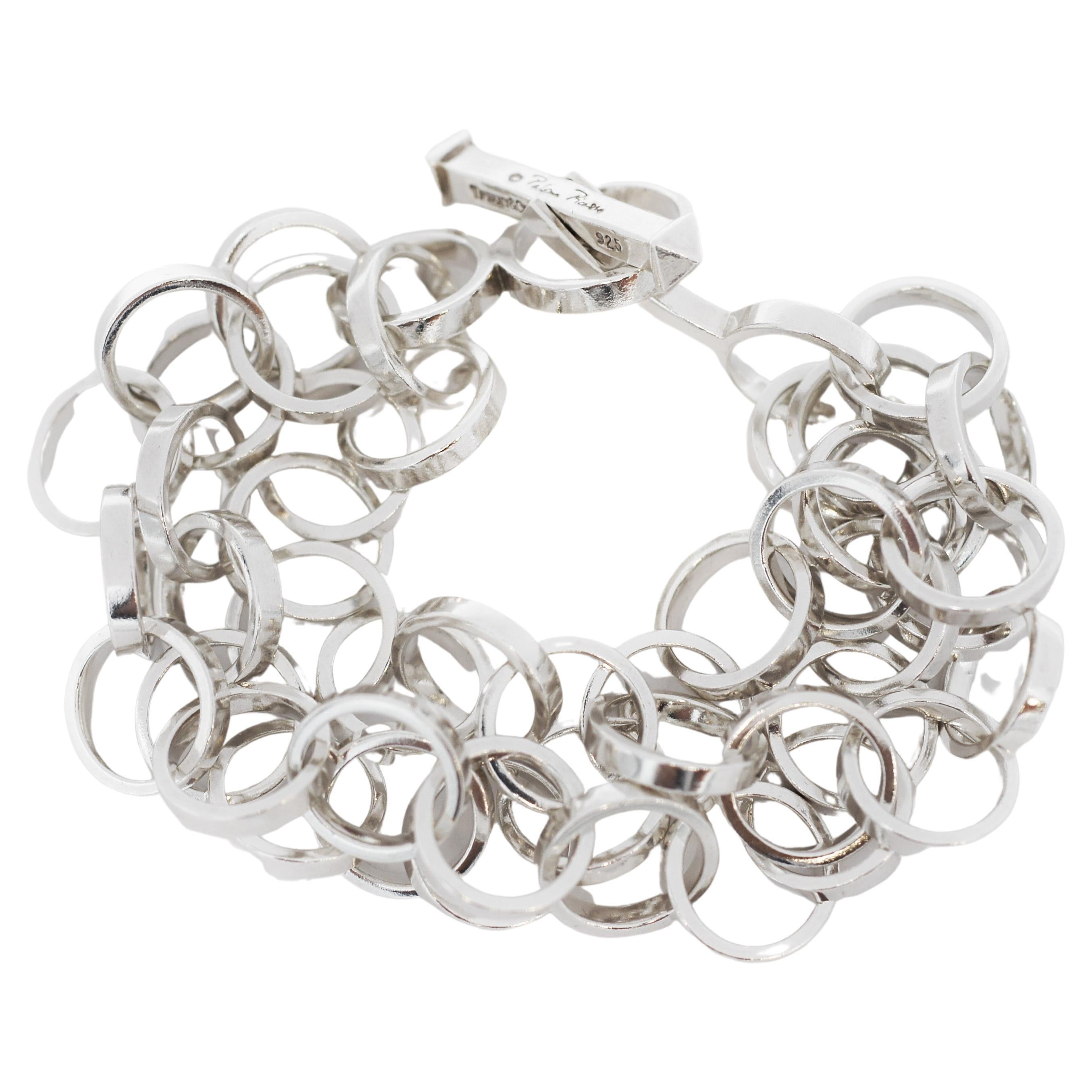 Tiffany & Co. Paloma Picasso 925 Kreis-Kronleuchter-Armband mit mehreren Ketten