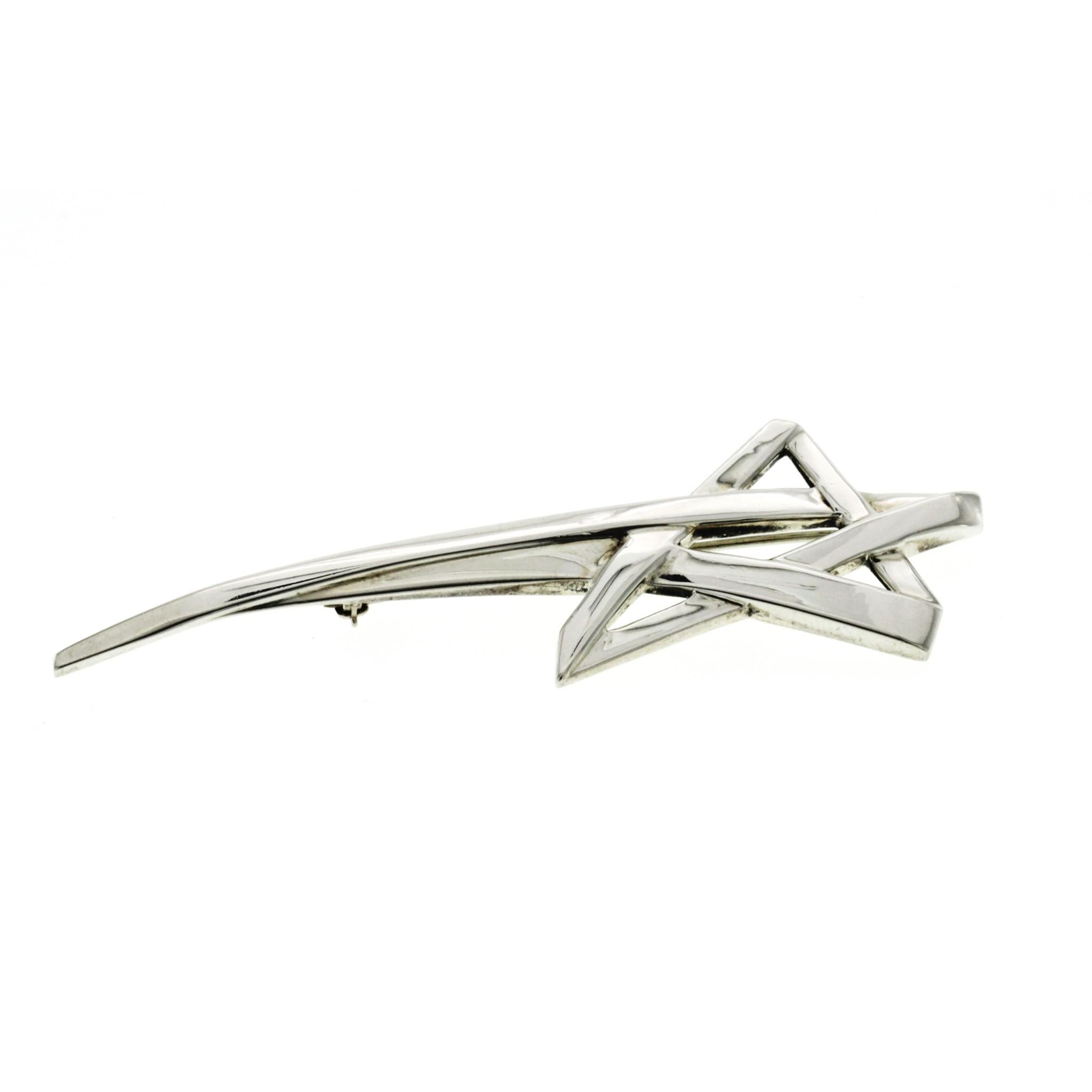 Tiffany & Co. Paloma Picasso 925 Sterling Silver Shooting Star Pin Brooch In Excellent Condition In Los Angeles, CA