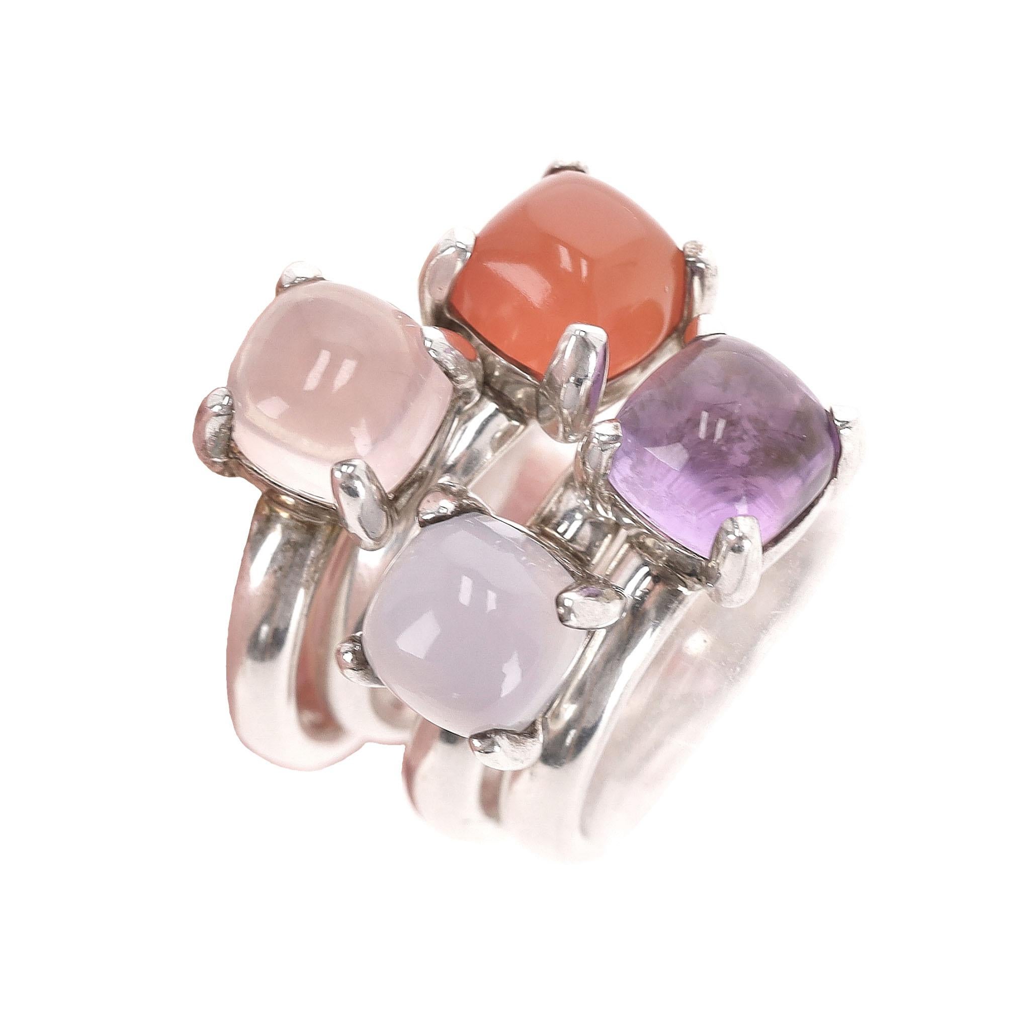 Tiffany & Co. Paloma Picasso 925 Sterling Silver Sugar Stacking Rings For Sale 6