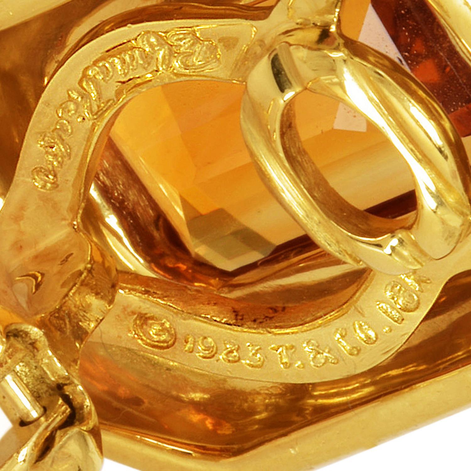 Tiffany & Co. Paloma Picasso Amethyst Citrine 18K Gold Statement Earrings For Sale 1
