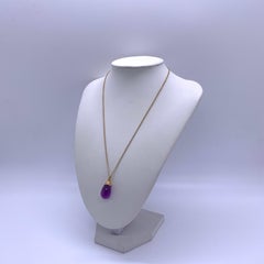 Tiffany & Co. Paloma Picasso Amethyst Drop Pendant Necklace 18K Yellow Gold