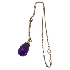 Tiffany & Co. Paloma Picasso Amethyst Drop Pendant Necklace 18K Yellow Gold
