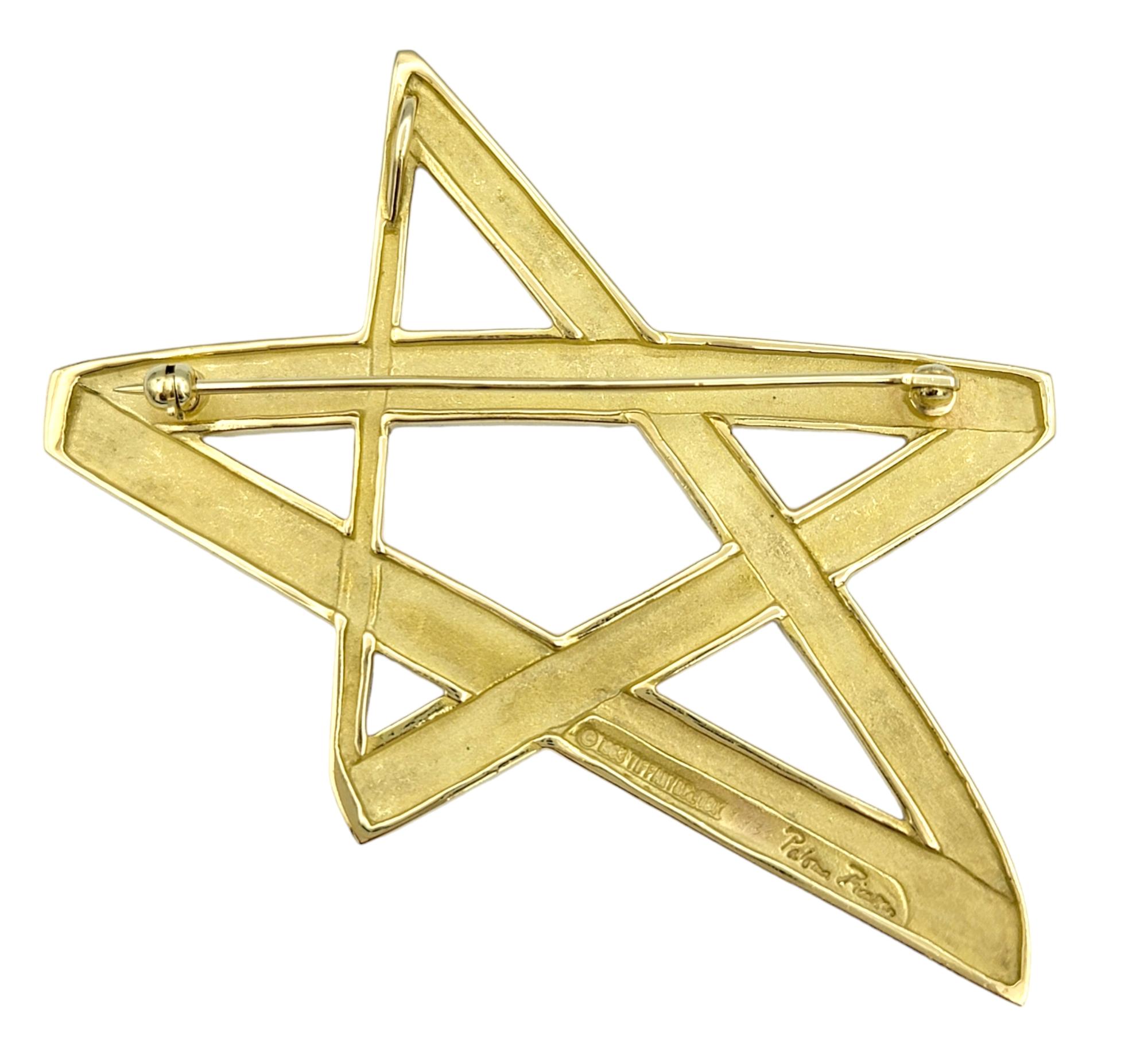 Tiffany & Co. Paloma Picasso Asymmetrical Star Brooch in 18 Karat Yellow Gold In Excellent Condition For Sale In Scottsdale, AZ