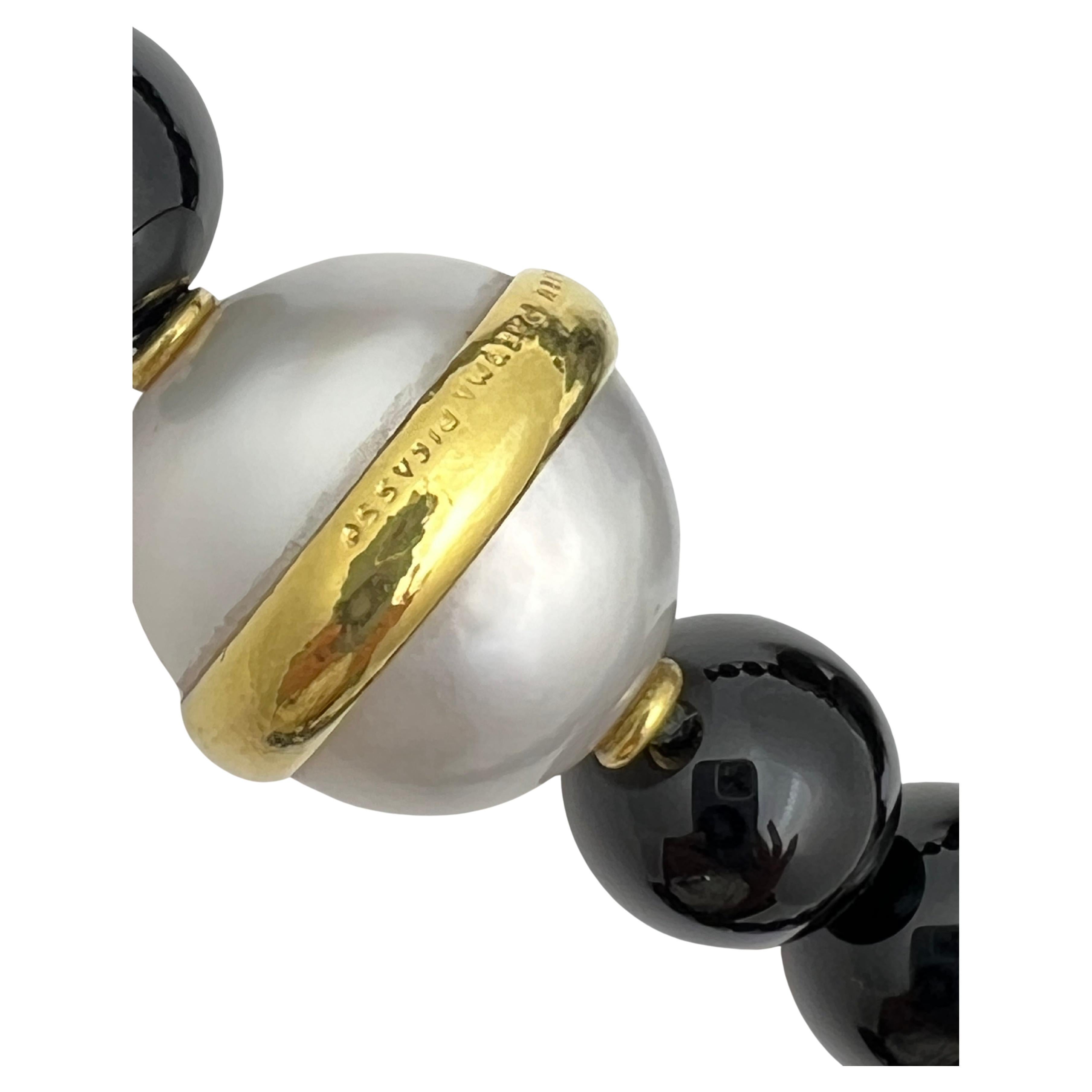 Tiffany & Co. Paloma Picasso Collana con perle dei mari del sud e onice nero In condizioni ottime in vendita a Palm Beach, FL
