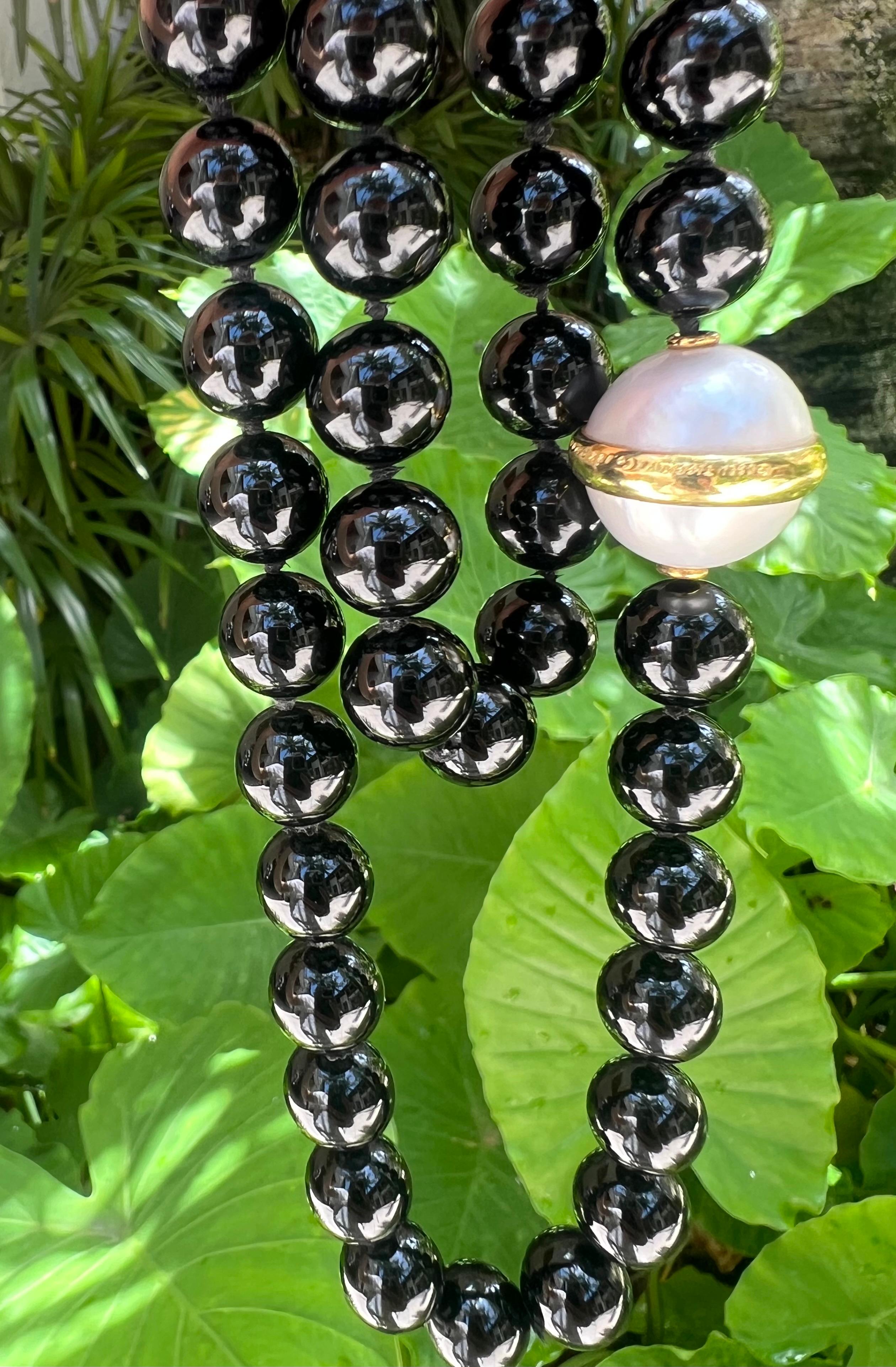 Perlina Tiffany & Co. Paloma Picasso Collana con perle dei mari del sud e onice nero in vendita