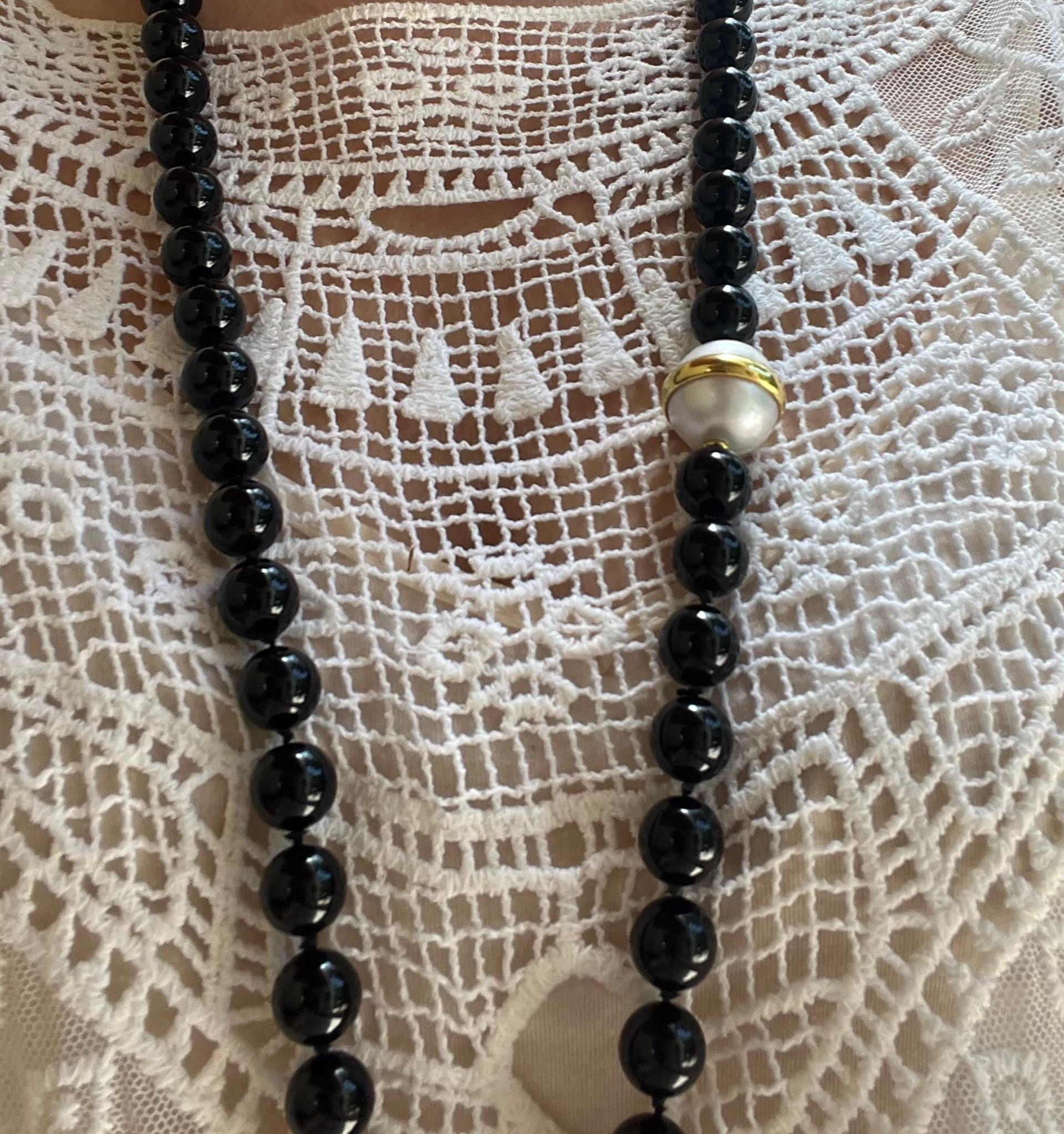 Tiffany & Co. Paloma Picasso Collana con perle dei mari del sud e onice nero in vendita 2