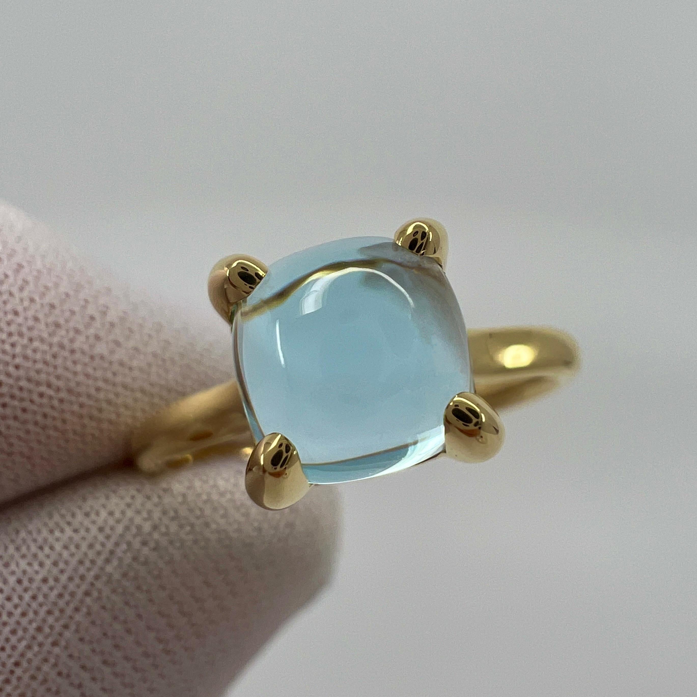 Tiffany & Co Paloma Picasso Blue Aquamarine Sugarstack Loaf 18k Yellow Gold Ring In Excellent Condition In Birmingham, GB