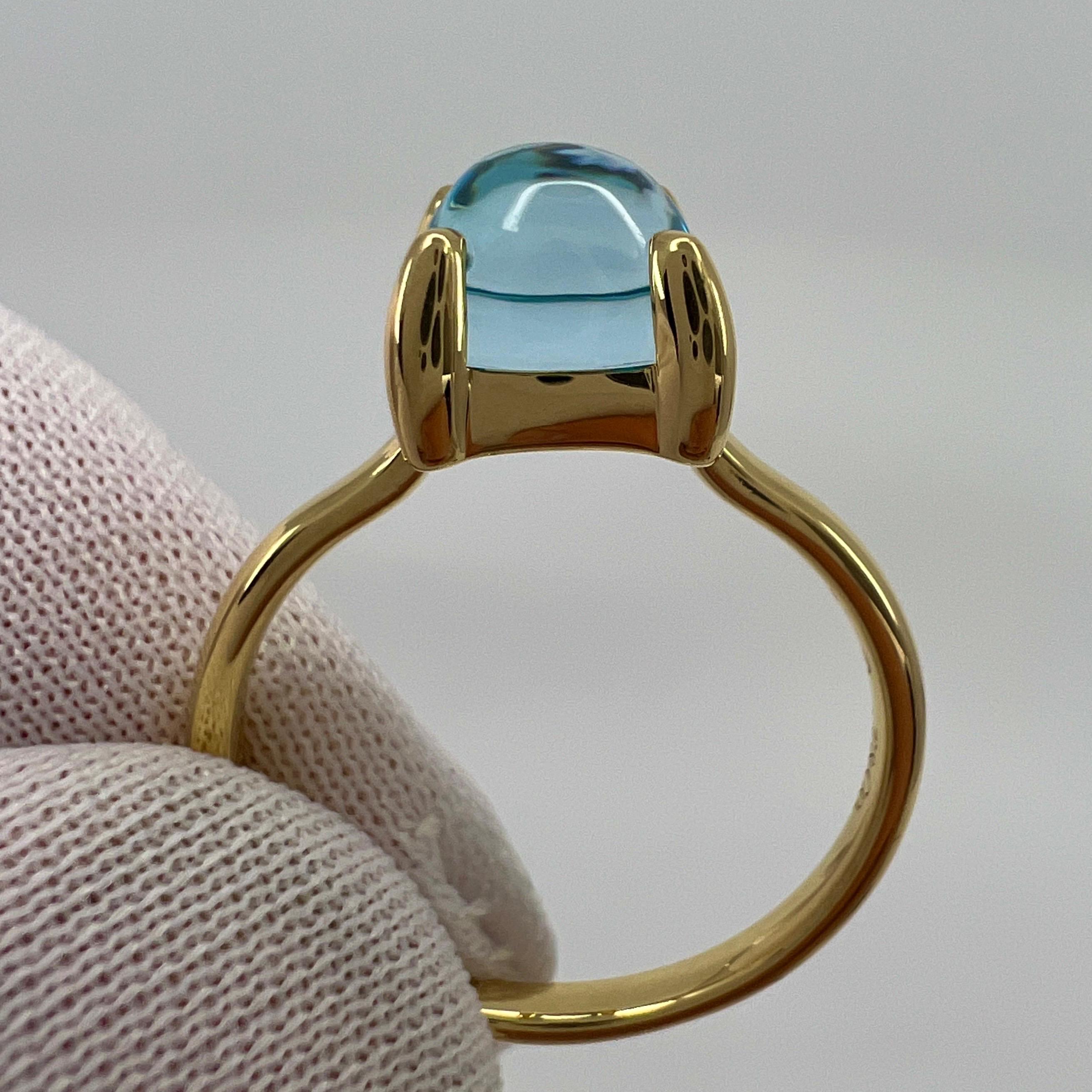 Cabochon Tiffany & Co Paloma Picasso Blue Aquamarine Sugarstack Loaf 18k Yellow Gold Ring For Sale