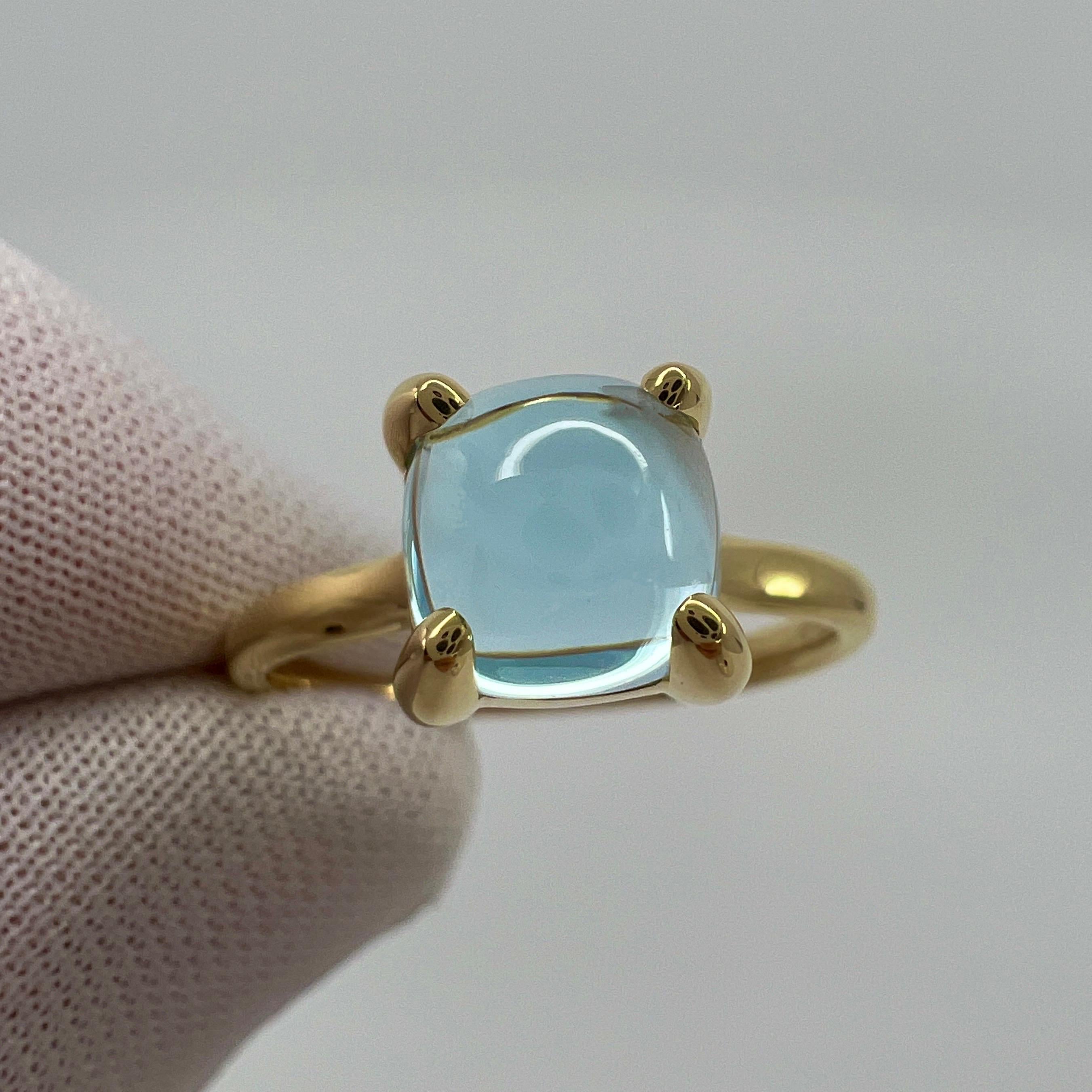 Tiffany & Co Paloma Picasso Blue Aquamarine Sugarstack Loaf 18k Yellow Gold Ring In Excellent Condition For Sale In Birmingham, GB