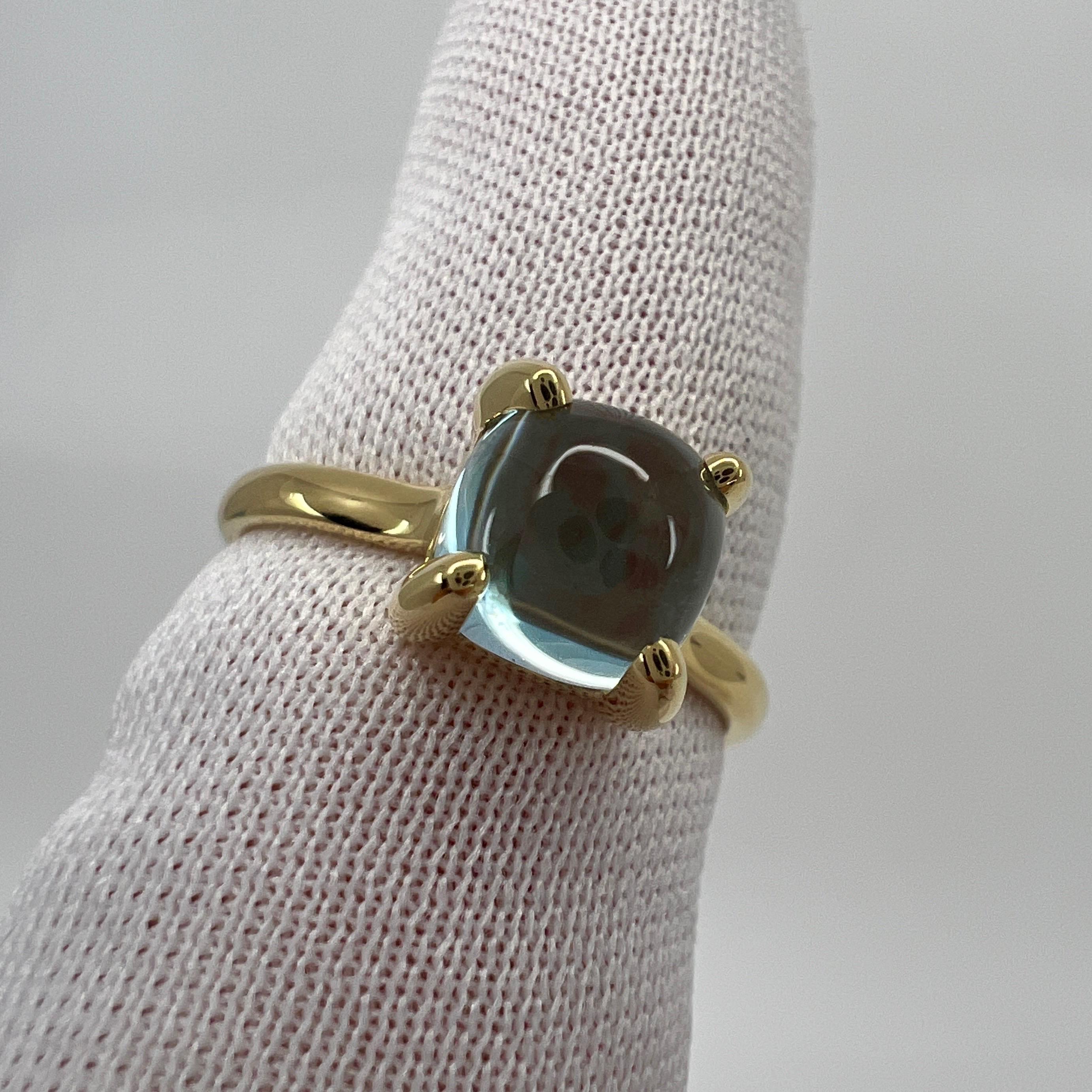 Tiffany & Co Paloma Picasso Blue Aquamarine Sugarstack Loaf 18k Yellow Gold Ring 3