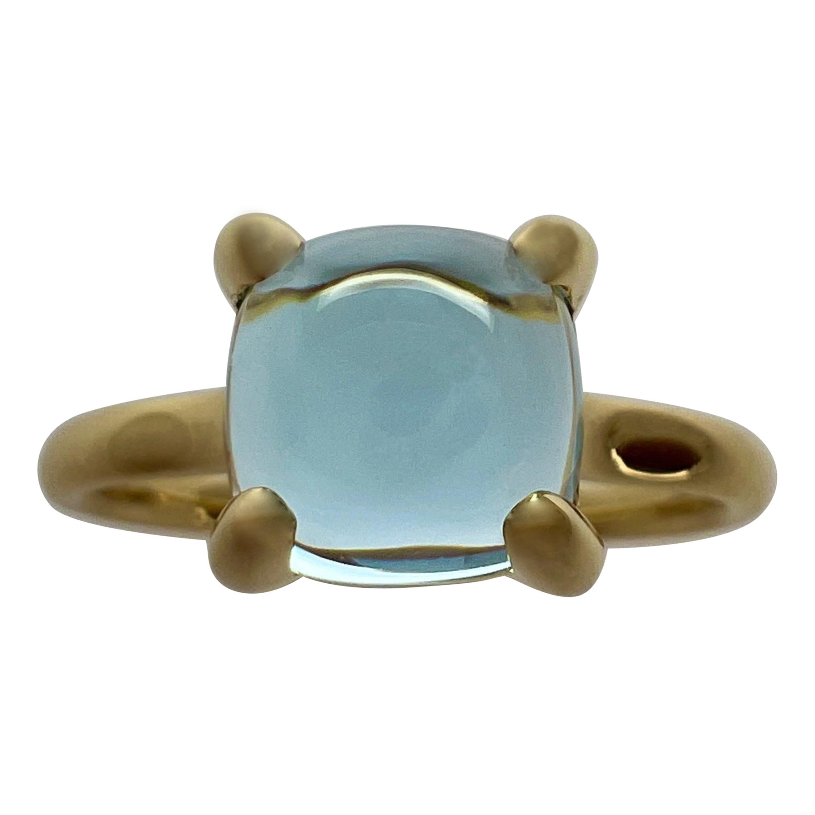 Tiffany & Co Paloma Picasso 18 Karat Gelbgold Ring mit blauem Aquamarin und Zuckerstack-Blattblatt