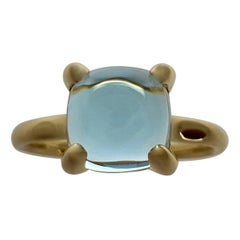 Tiffany & Co Paloma Picasso Blue Aquamarine Sugarstack Loaf 18k Yellow Gold Ring