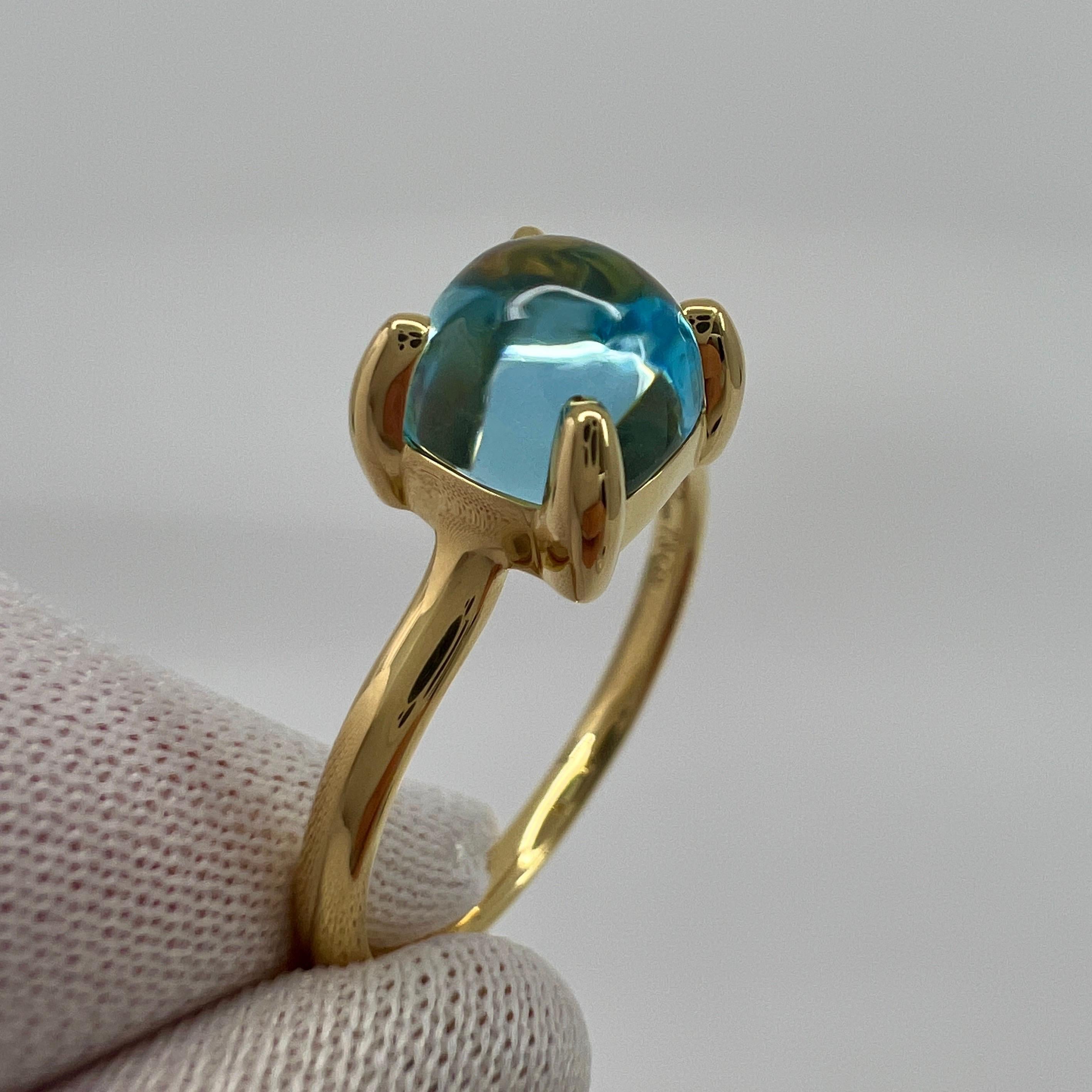 Cabochon Tiffany & Co. Paloma Picasso Blue Topaz Sugar Stack Loaf 18k Yellow Gold Ring