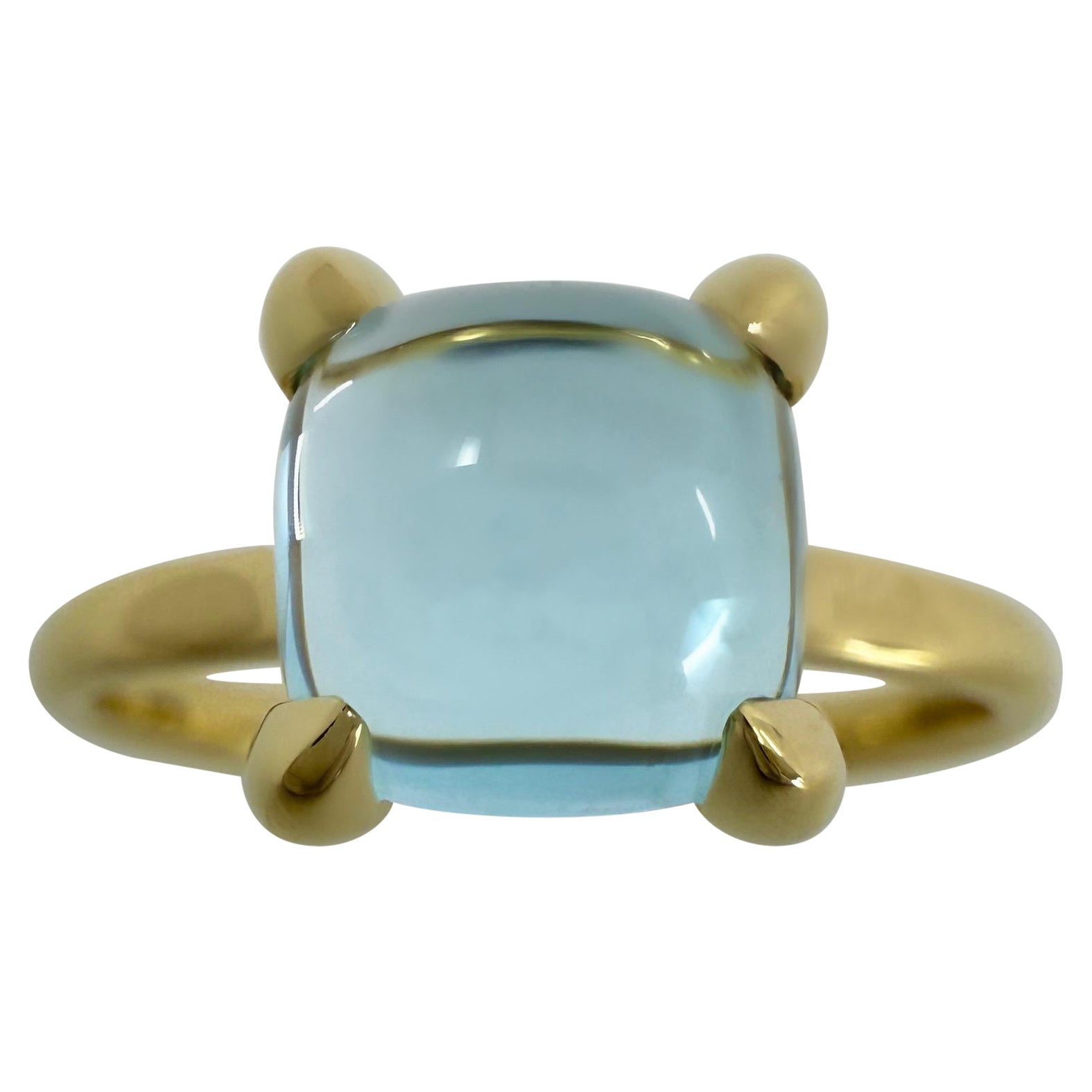 Tiffany & Co Paloma Picasso Blue Topaz Sugarstack Loaf 18k Yellow Gold Ring 52